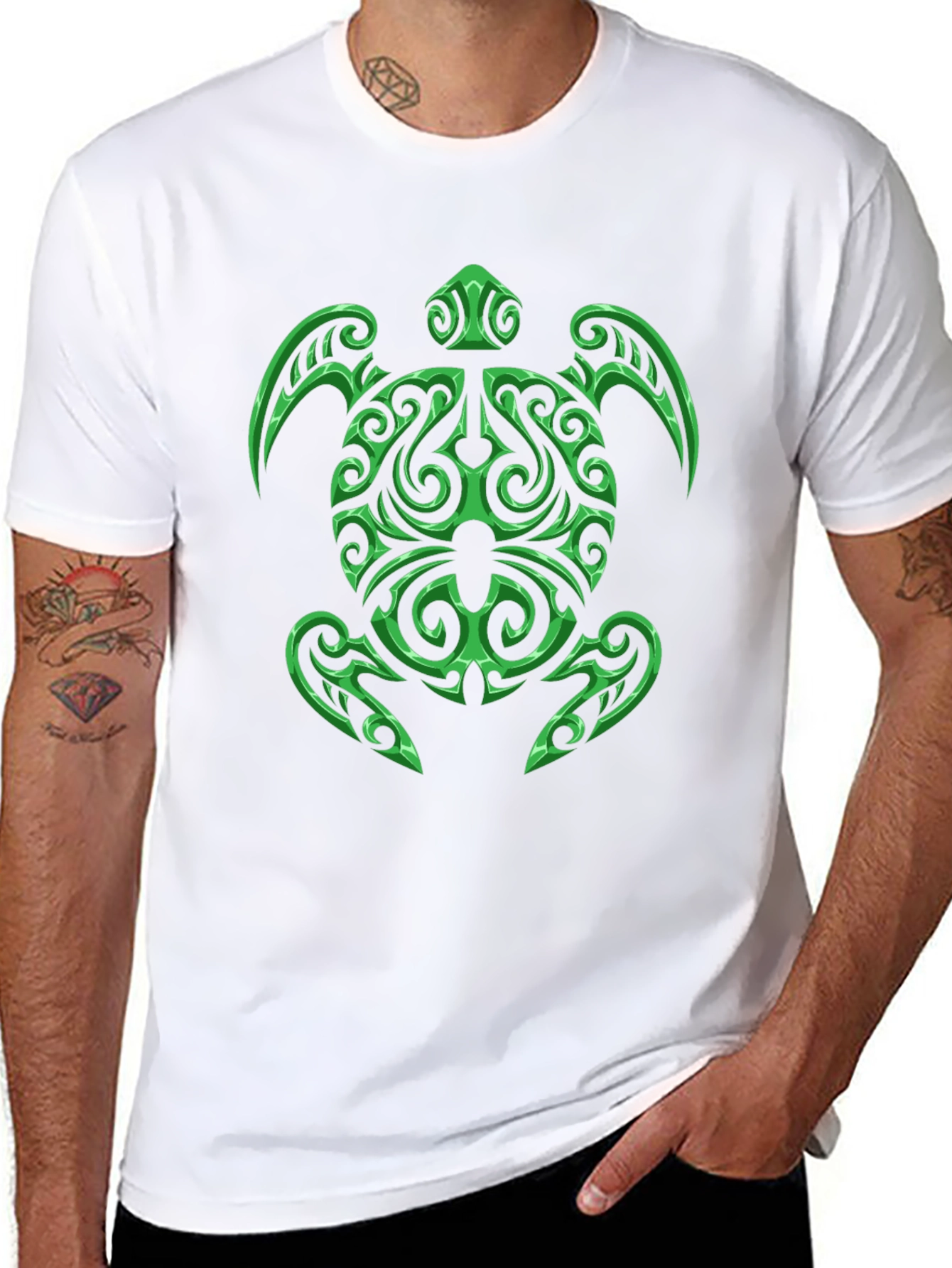 Tribal Turtle Graphic Black T-Shirt