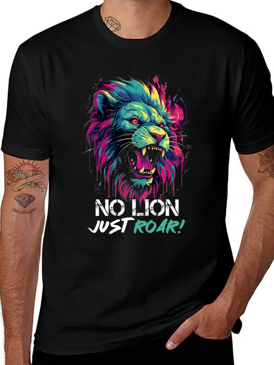Colorful Lion Graphic T-Shirt - No Lion Just Roar!