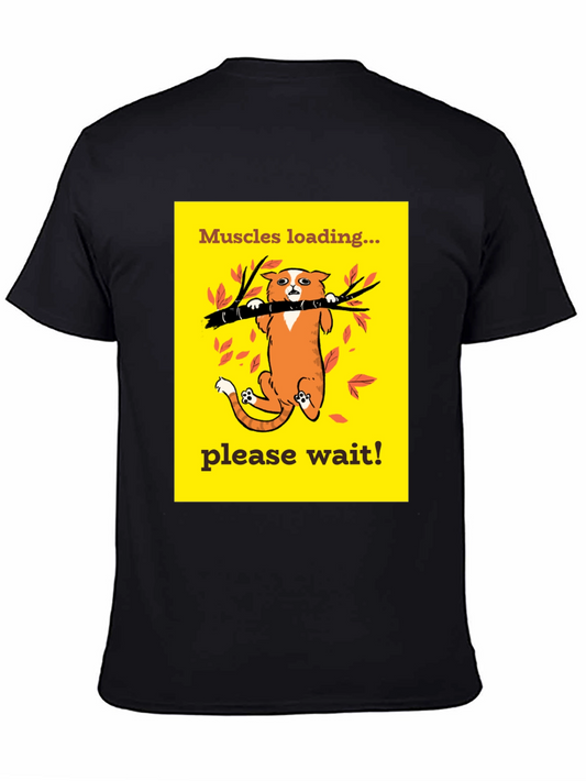 Muscles Loading Funny Cat Graphic Tee Shirt