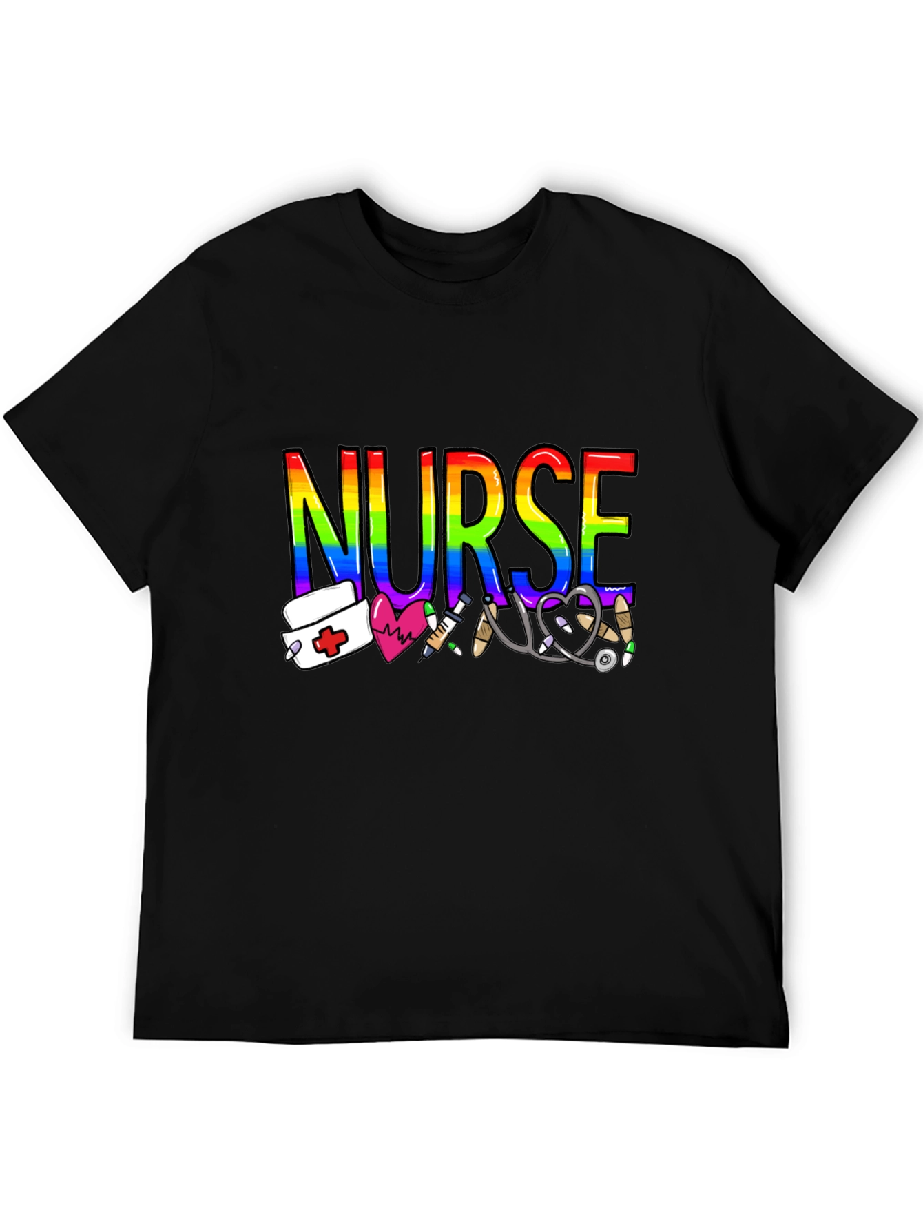 Rainbow Nurse Graphic T-Shirt - Medical Pride Tee