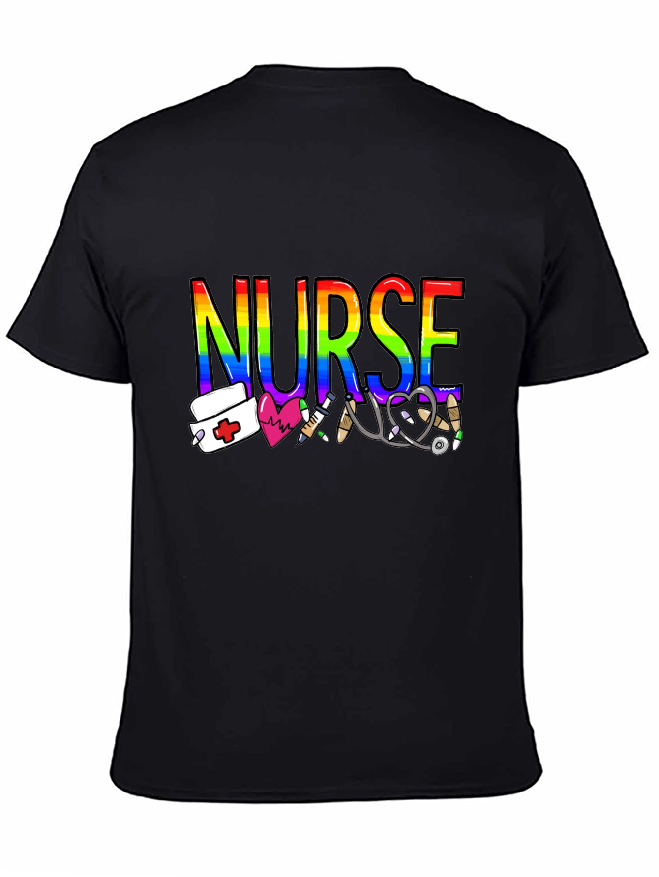 Rainbow Nurse Graphic T-Shirt - Medical Pride Tee