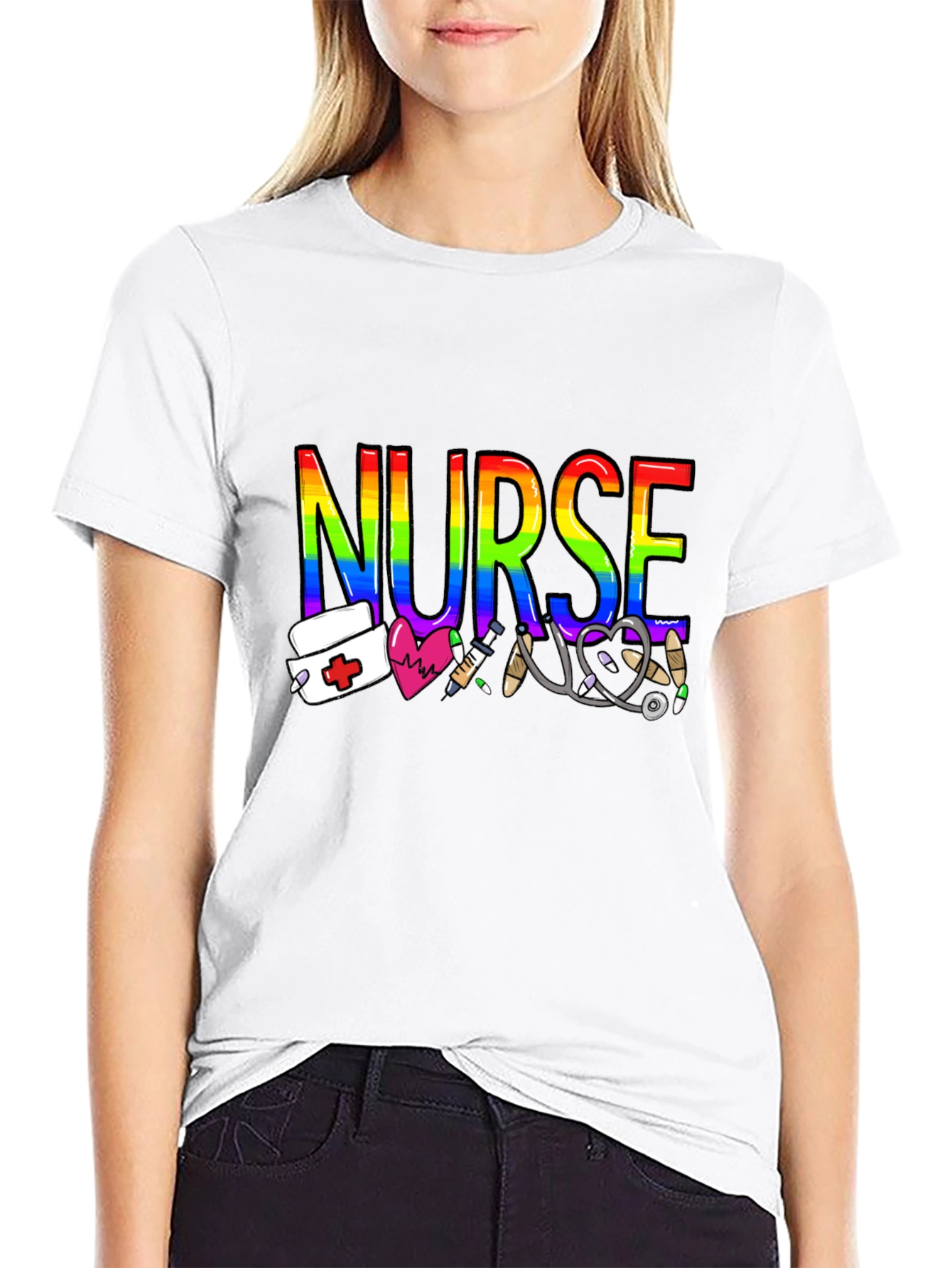 Rainbow Nurse Graphic T-Shirt - Medical Pride Tee
