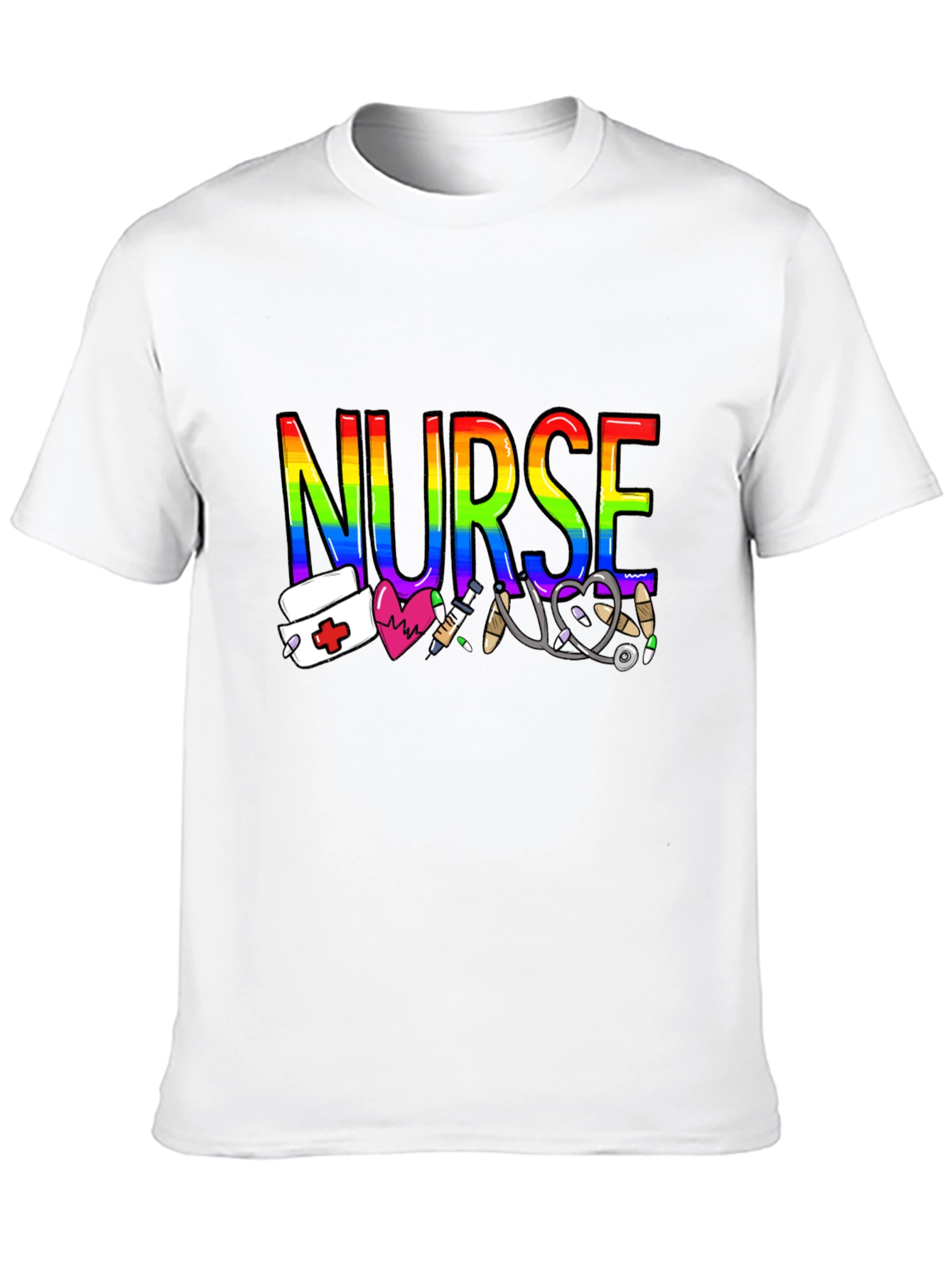 Rainbow Nurse Graphic T-Shirt - Medical Pride Tee