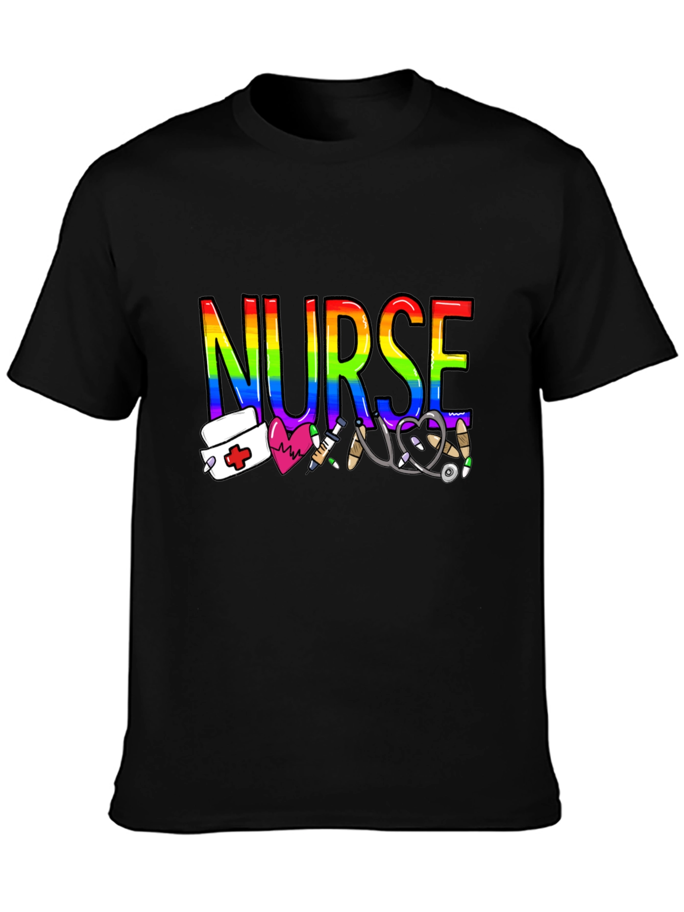 Rainbow Nurse Graphic T-Shirt - Medical Pride Tee