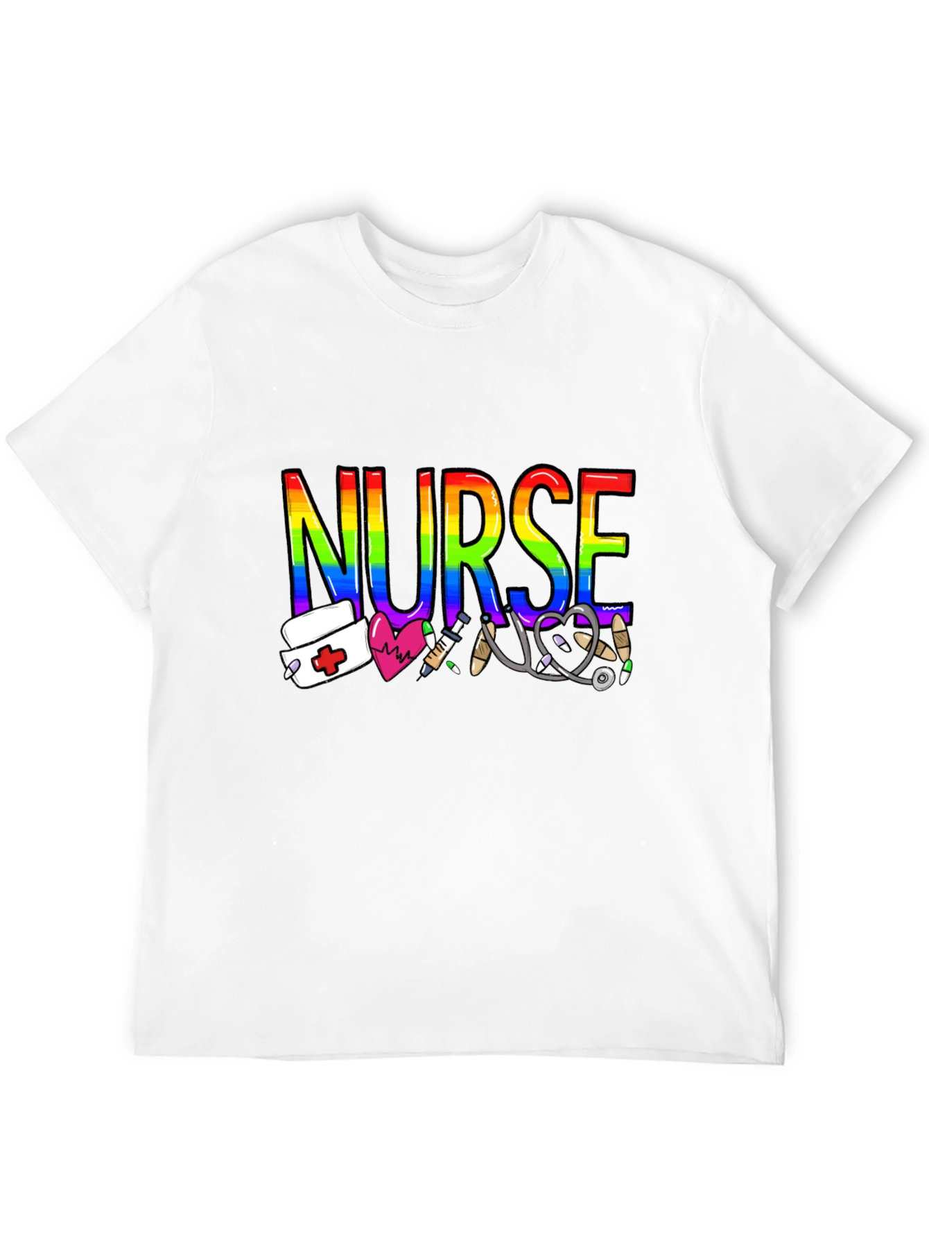 Rainbow Nurse Graphic T-Shirt - Medical Pride Tee