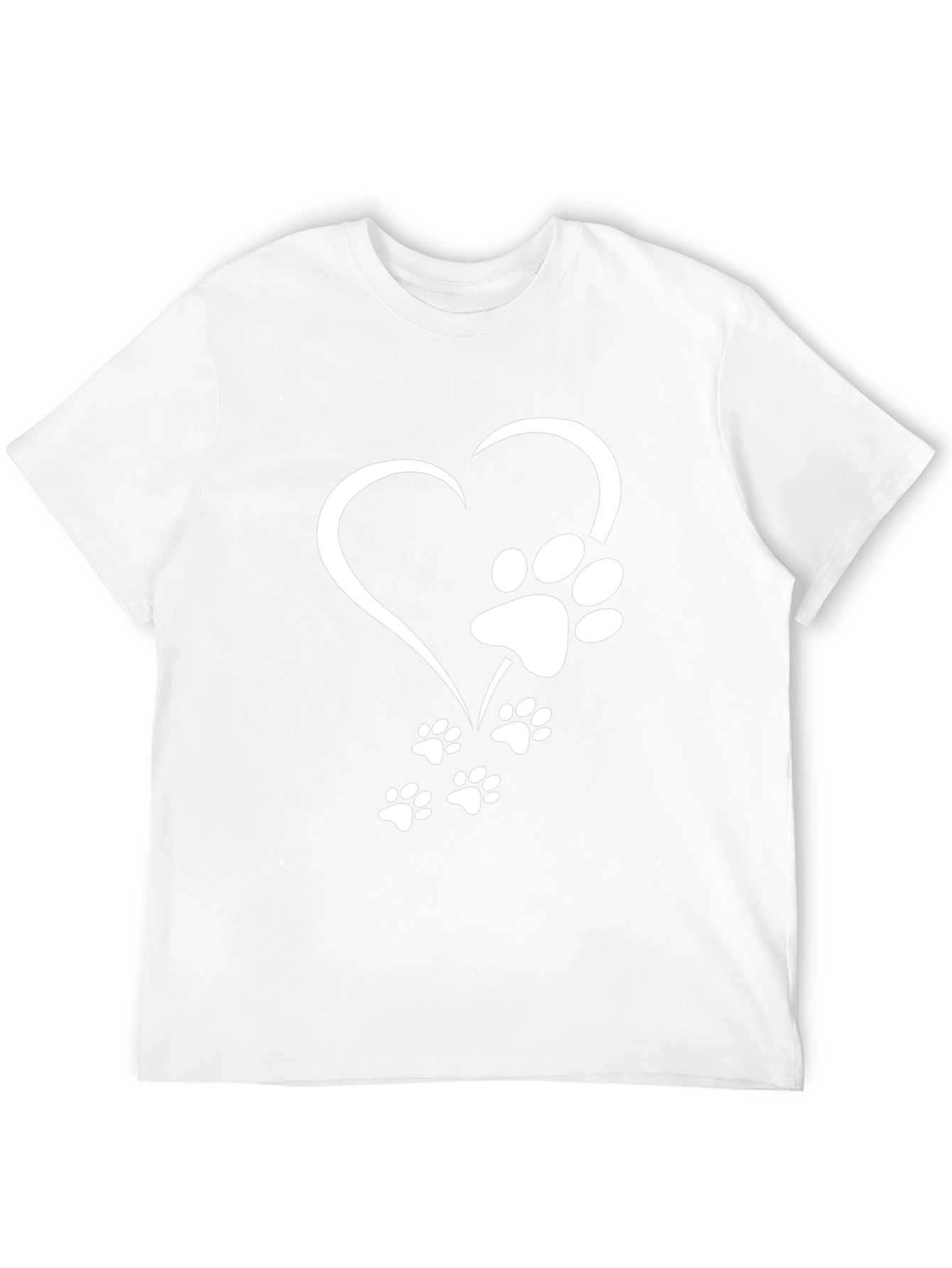 Heart Paw Print Graphic Tee - Black Casual T-Shirt