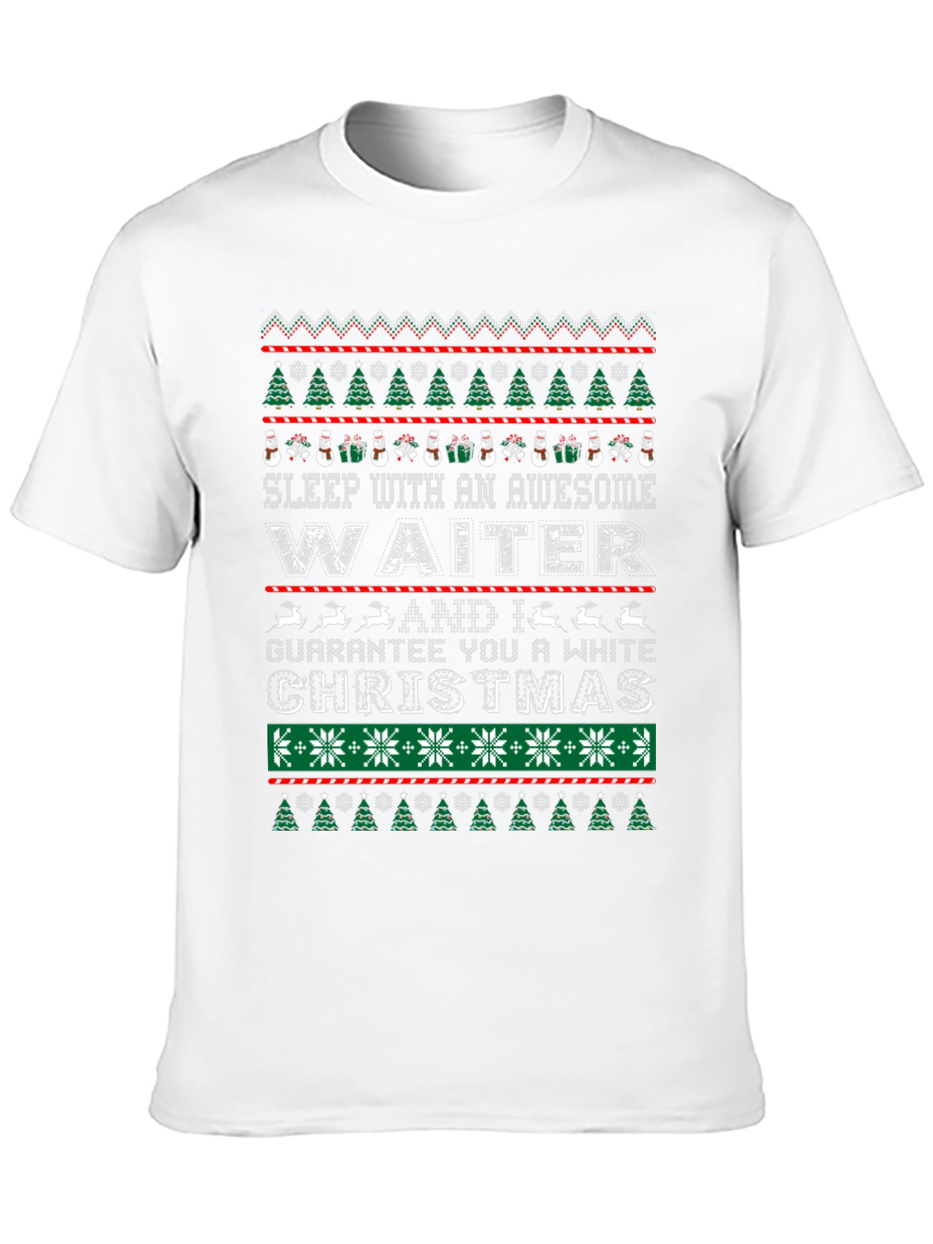 Awesome Waiter White Christmas Ugly T-Shirt