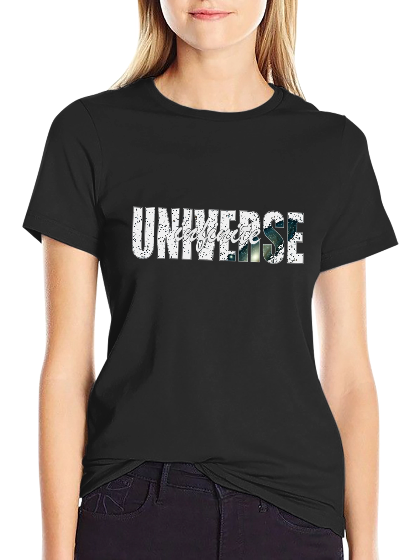 Universe Graphic Print Black T-Shirt