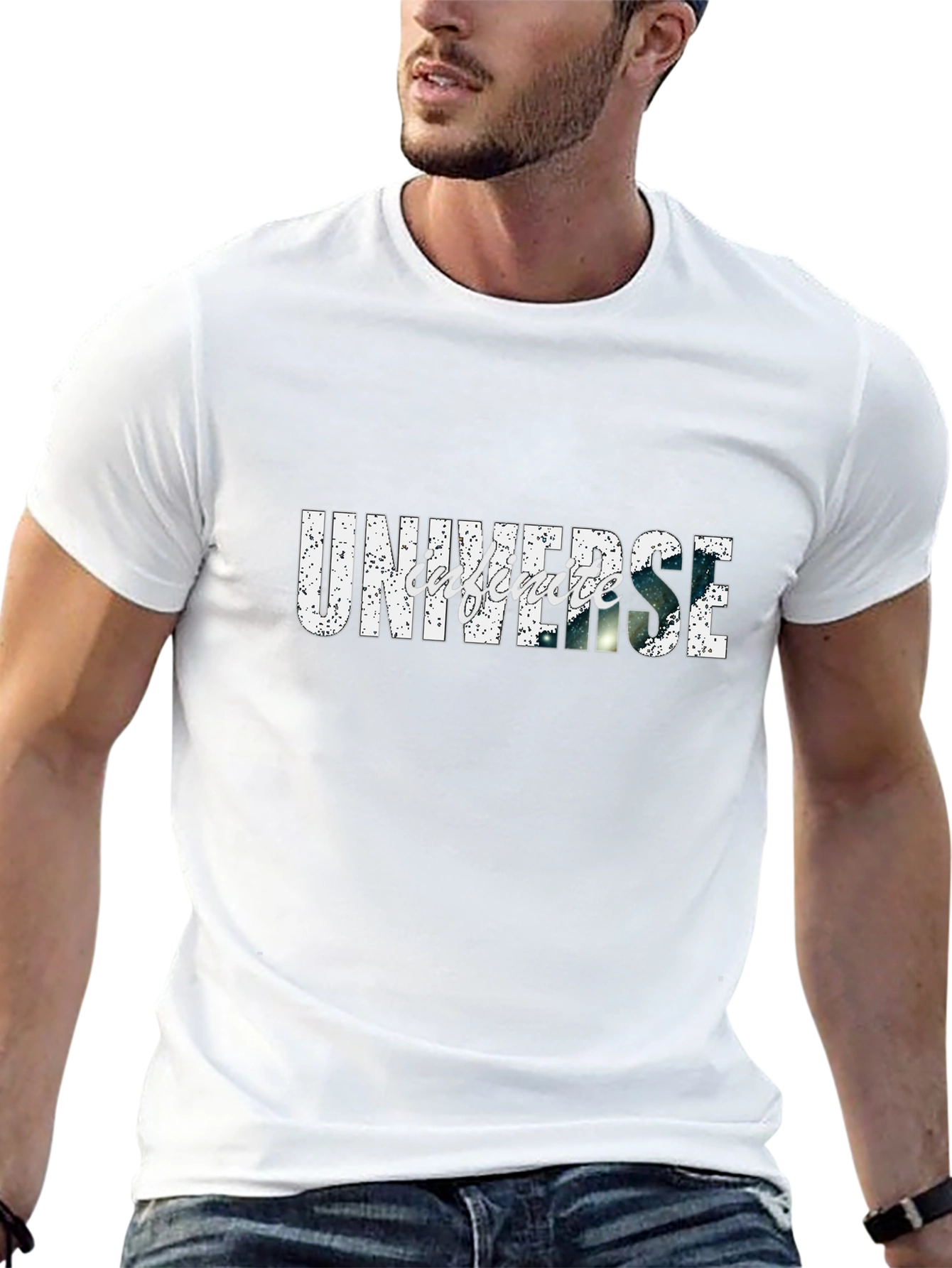Universe Graphic Print Black T-Shirt