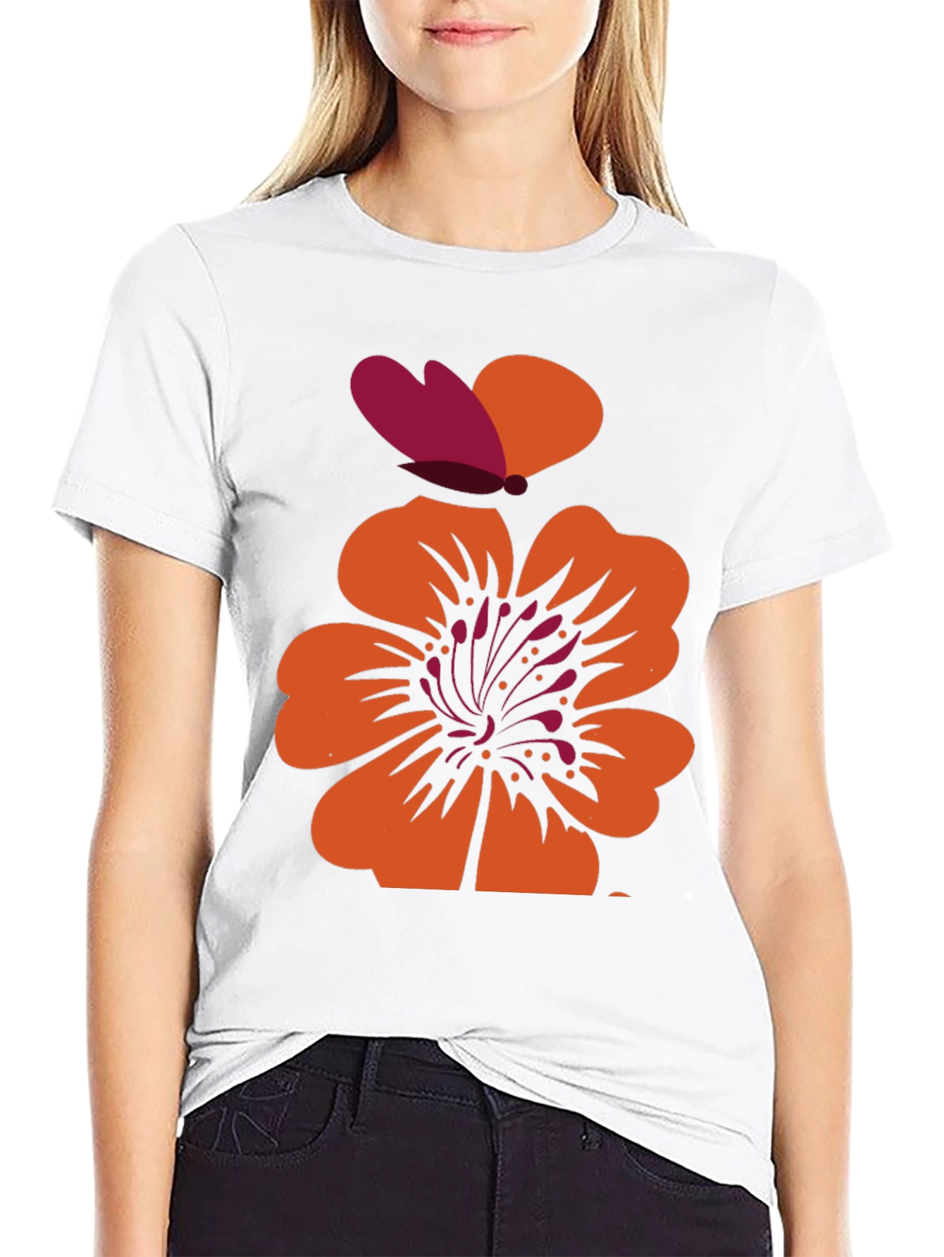Floral Butterfly Graphic Tee - Black