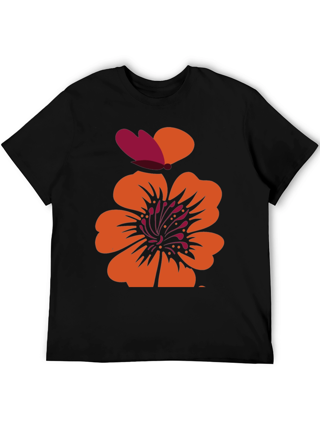 Floral Butterfly Graphic Tee - Black