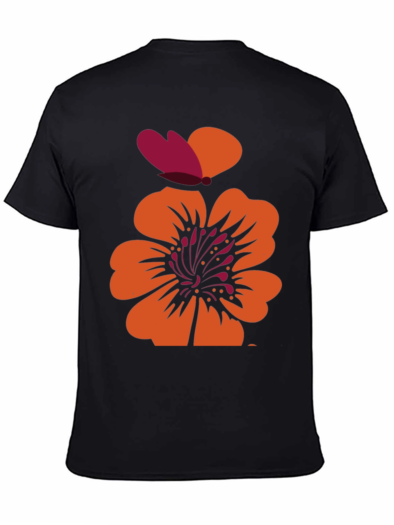 Floral Butterfly Graphic Tee - Black