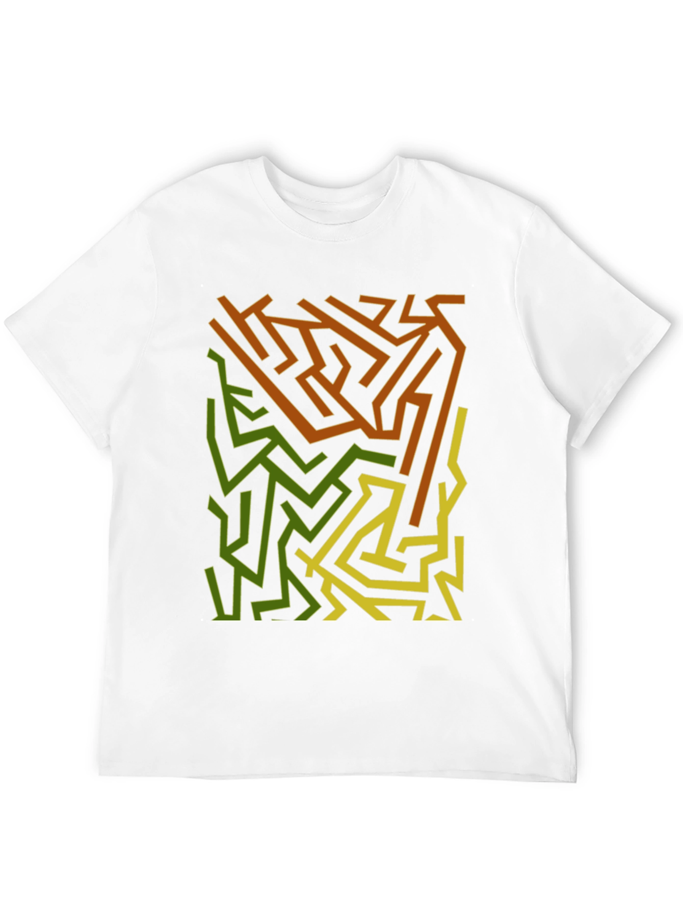 Abstract Maze Graphic Print Black T-Shirt