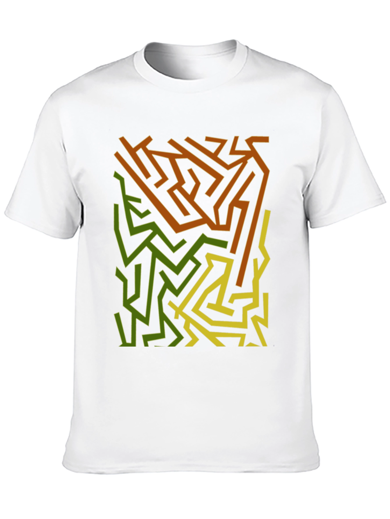 Abstract Maze Graphic Print Black T-Shirt