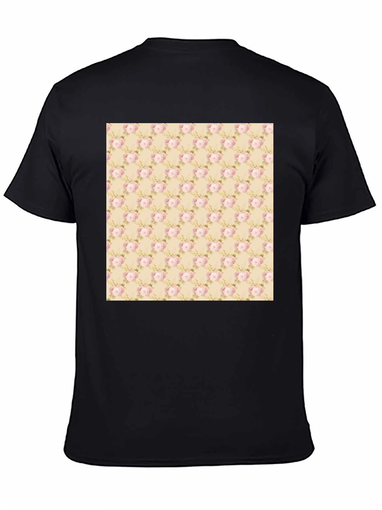 Floral Pattern Black T-Shirt