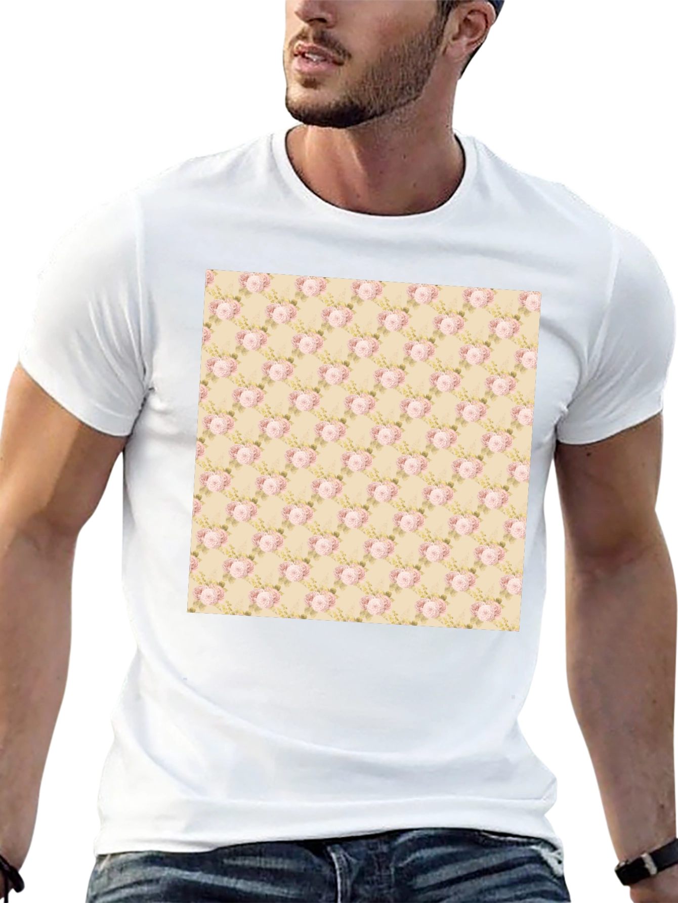 Floral Pattern Black T-Shirt