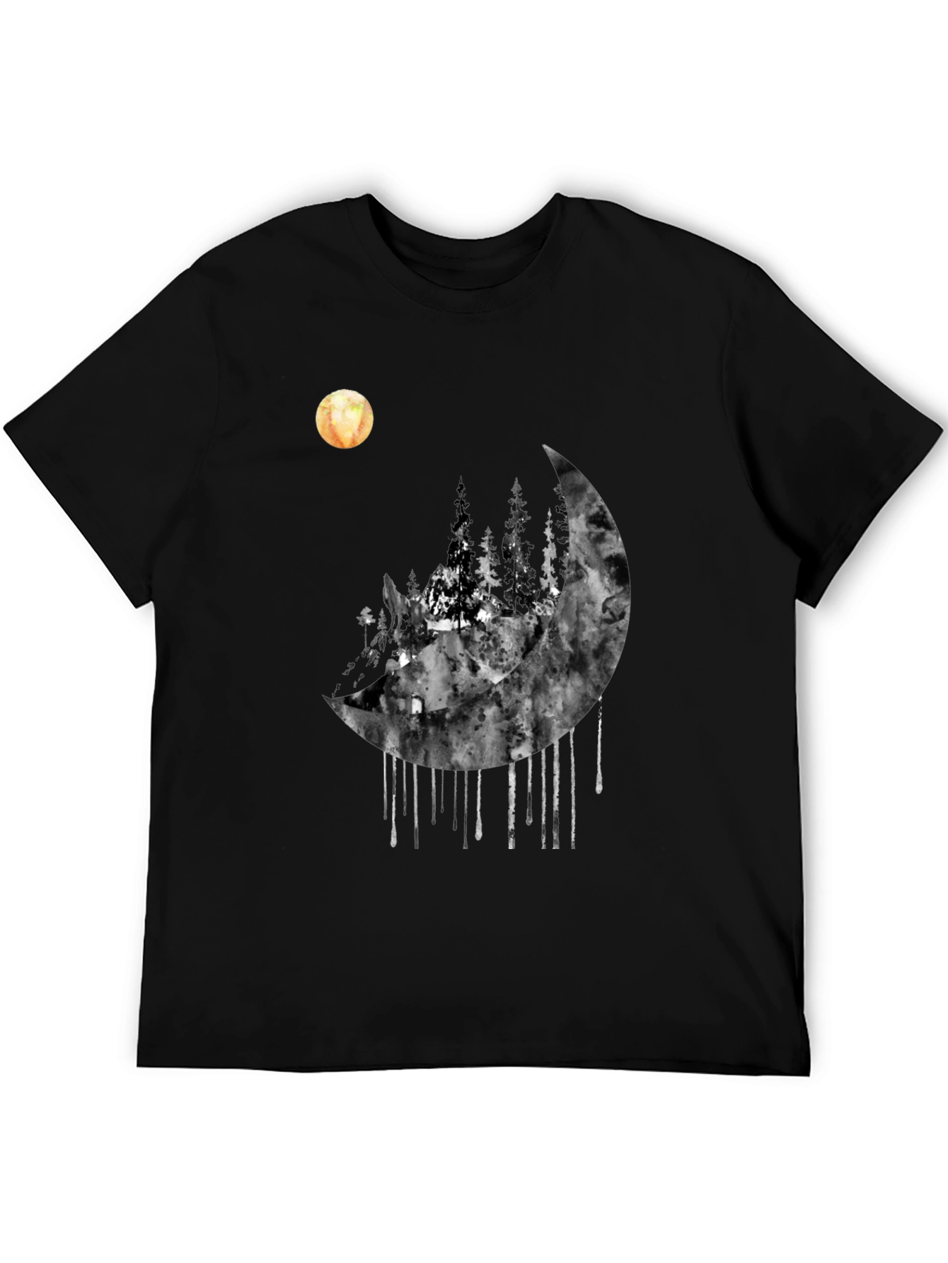 Moonlit Forest Graphic Tee - Black