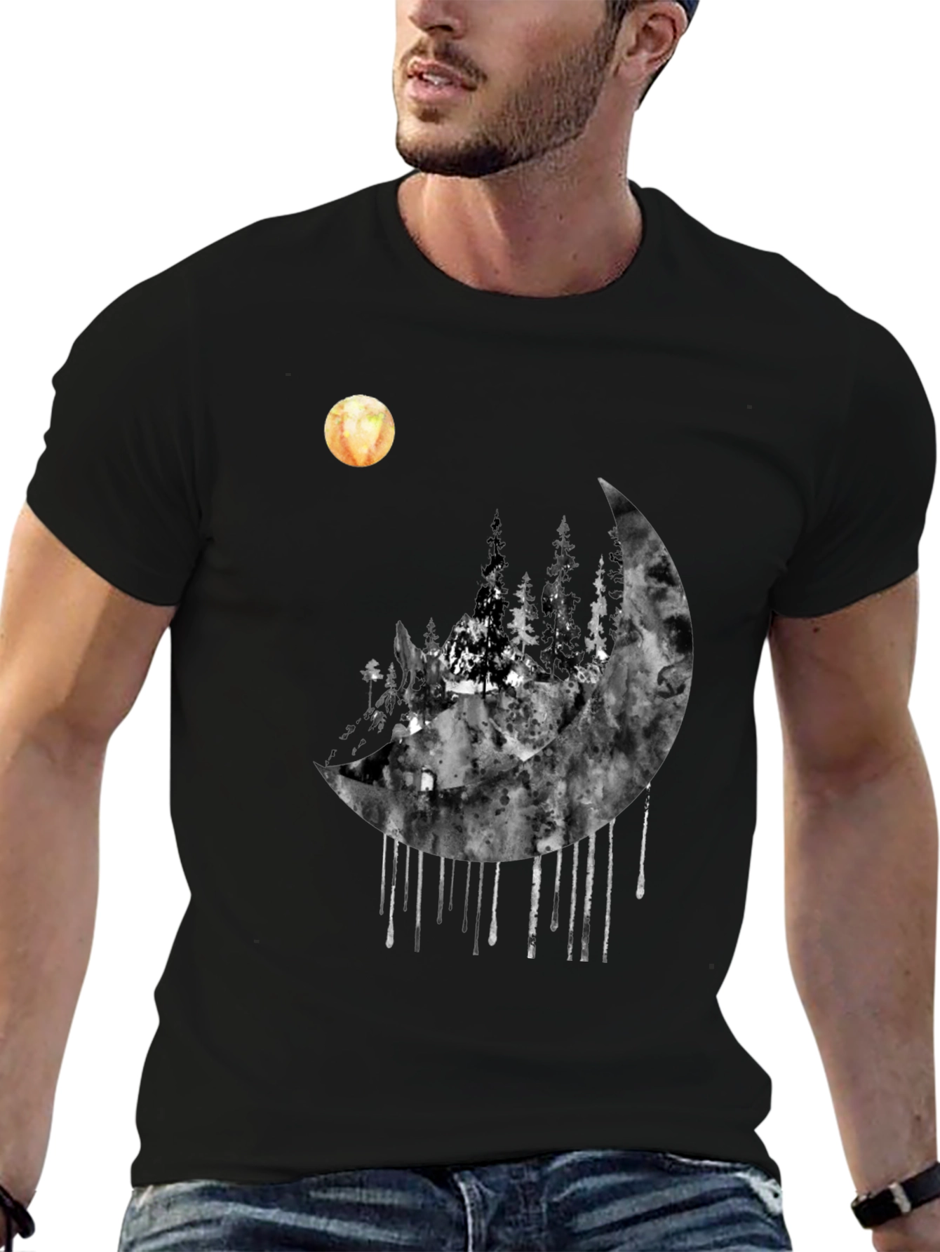 Moonlit Forest Graphic Tee - Black