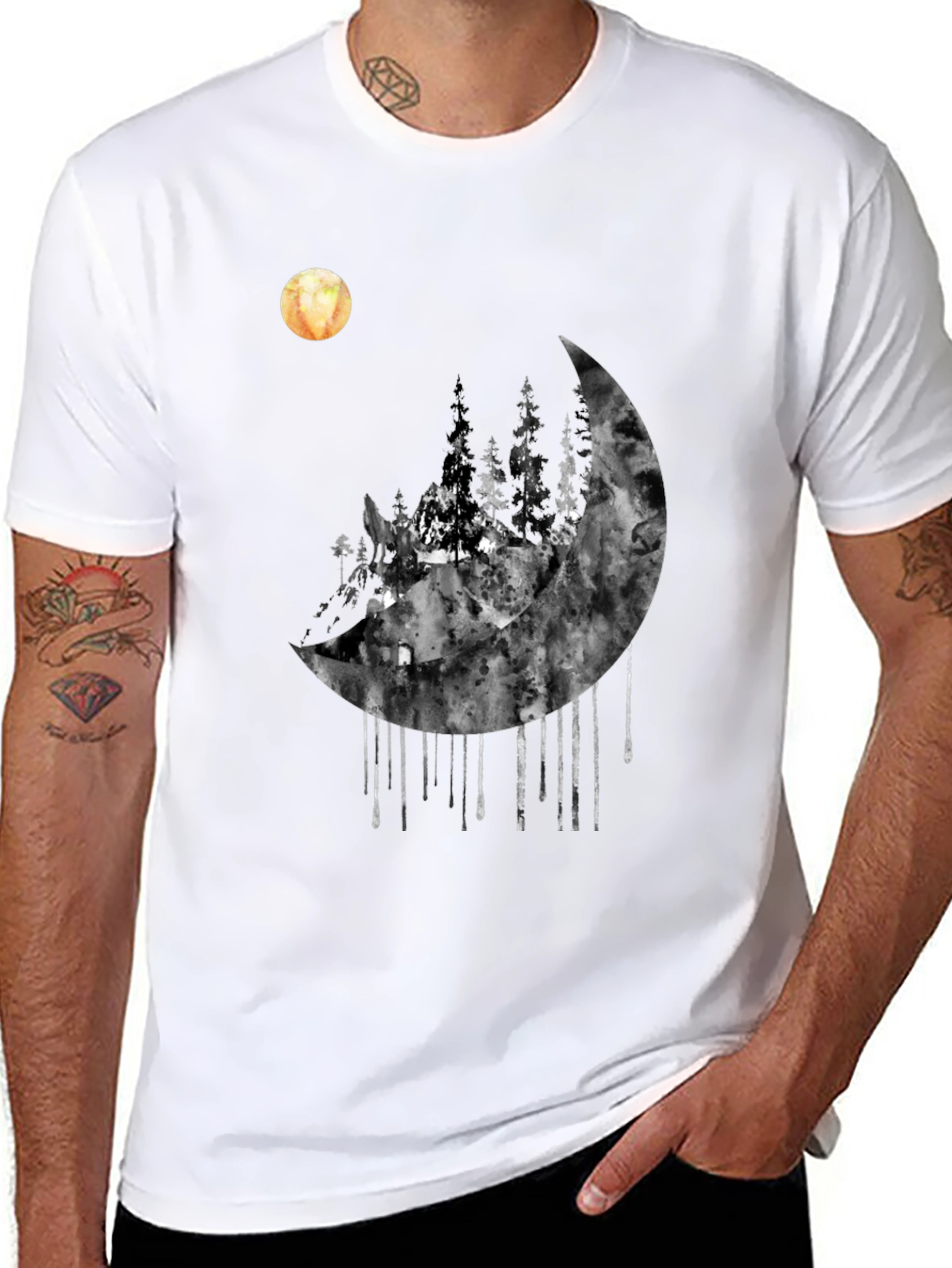 Moonlit Forest Graphic Tee - Black