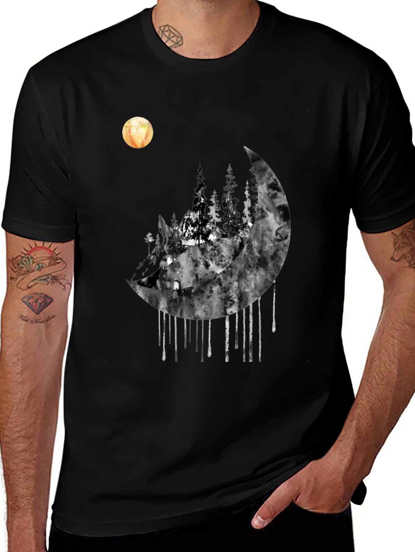 Moonlit Forest Graphic Tee - Black