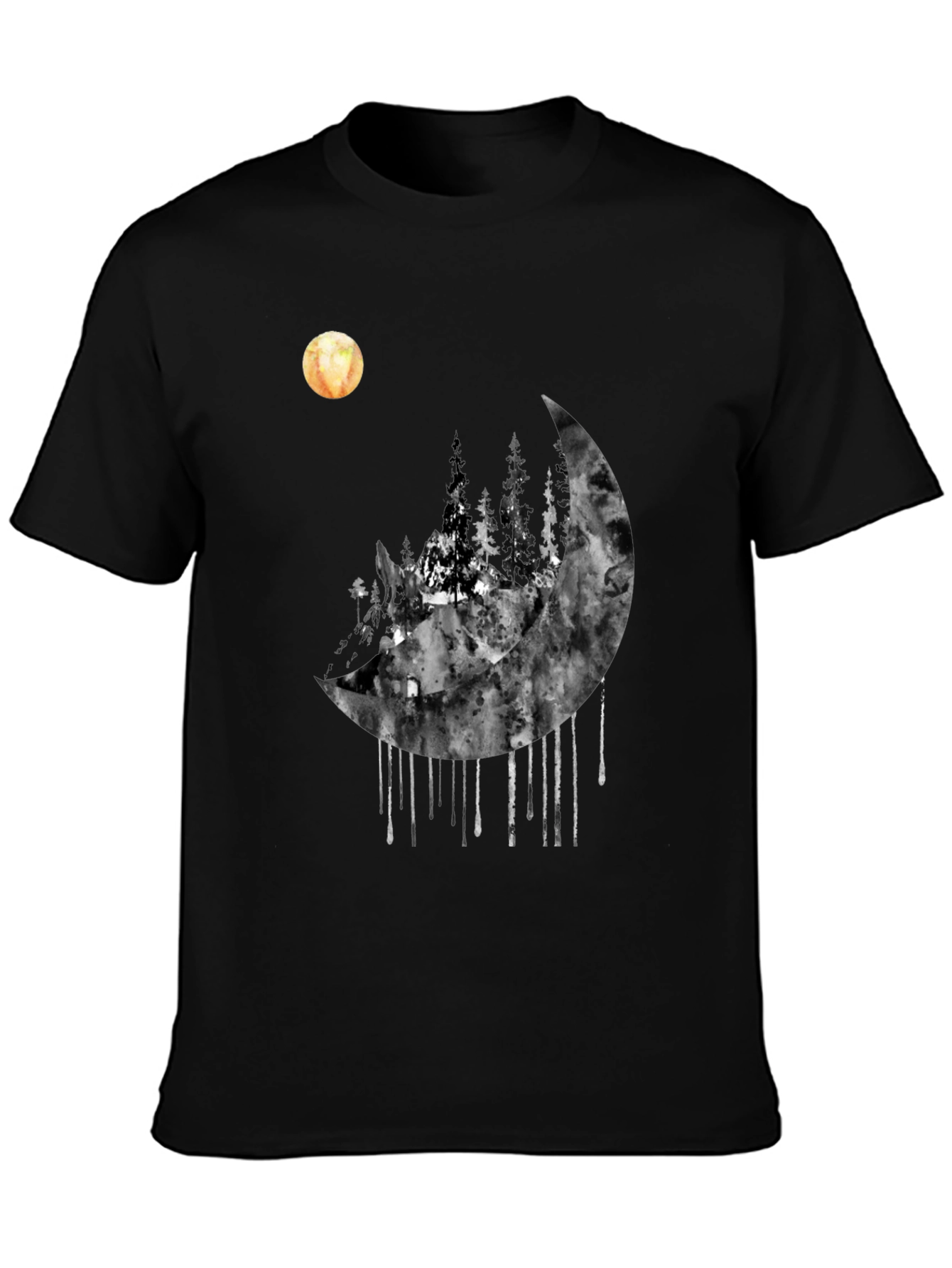 Moonlit Forest Graphic Tee - Black