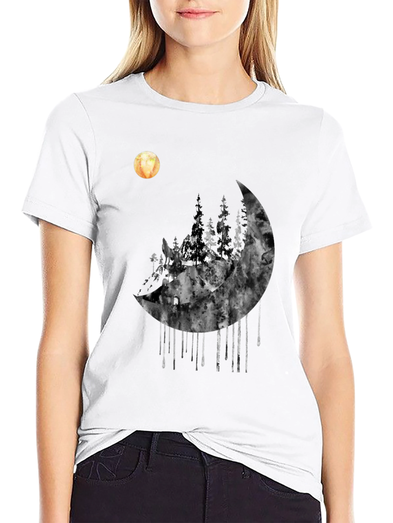 Moonlit Forest Graphic Tee - Black