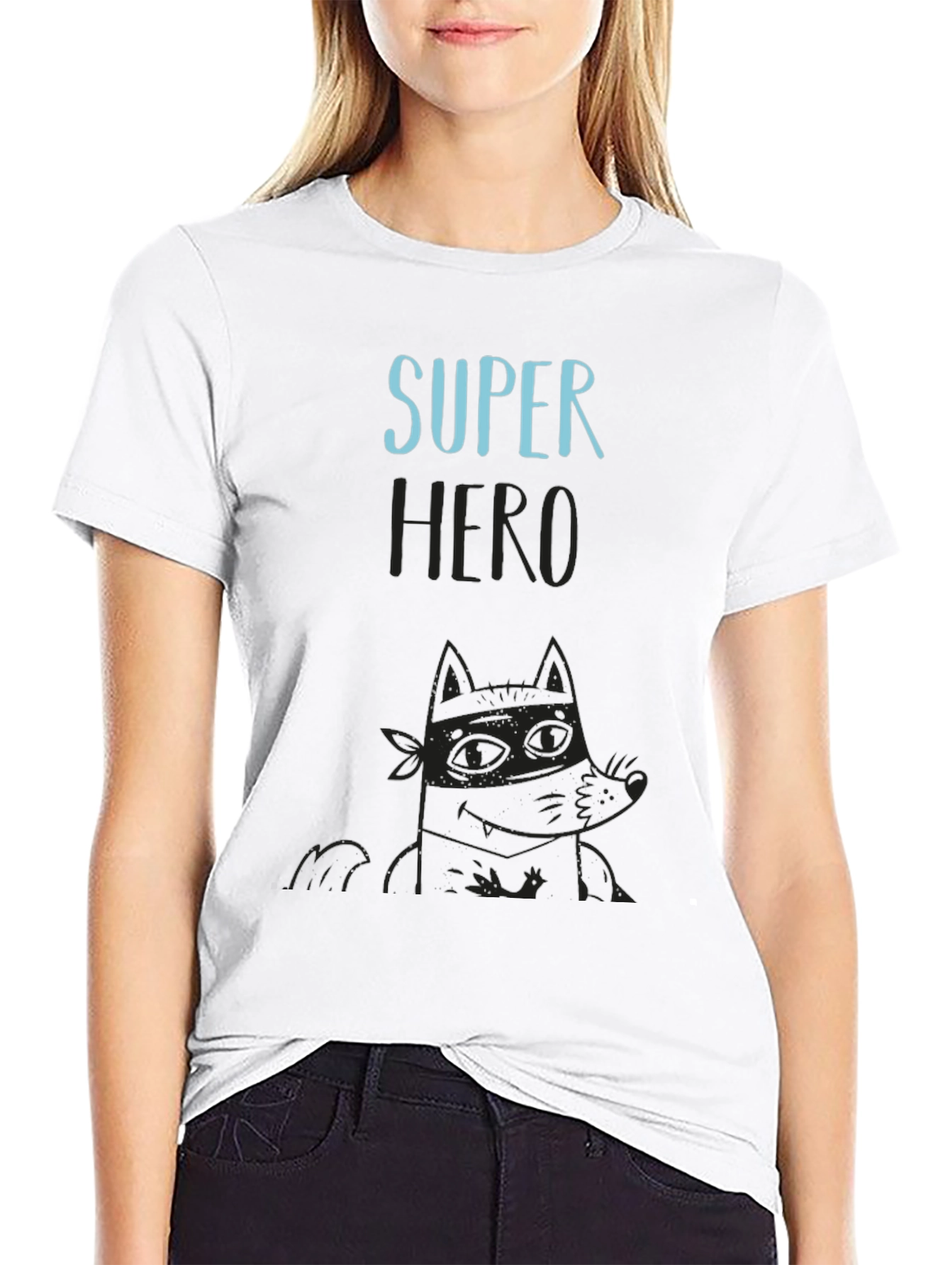 Super Hero Cartoon Graphic Black T-Shirt
