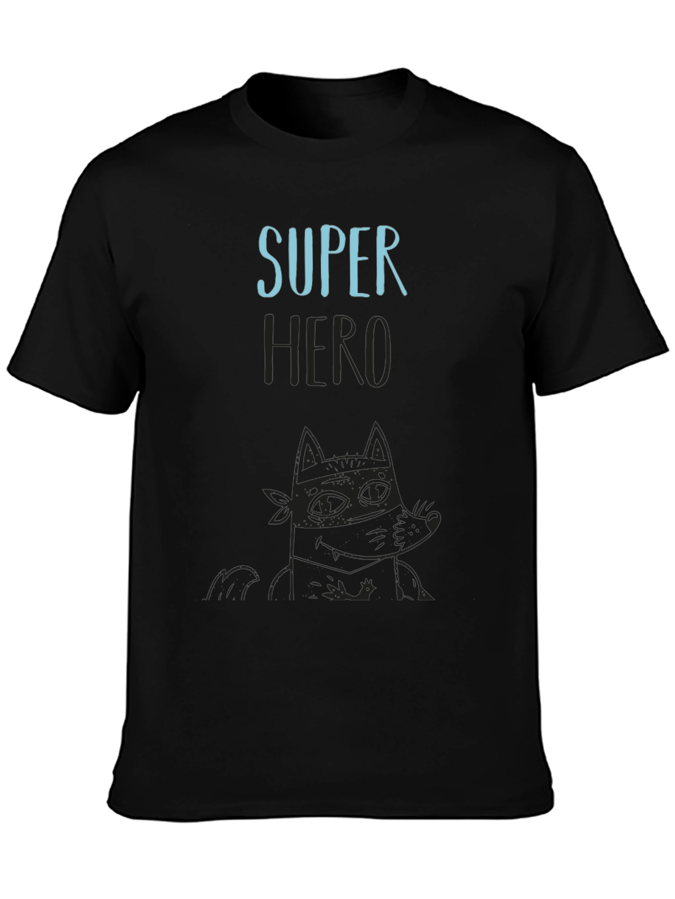 Super Hero Cartoon Graphic Black T-Shirt