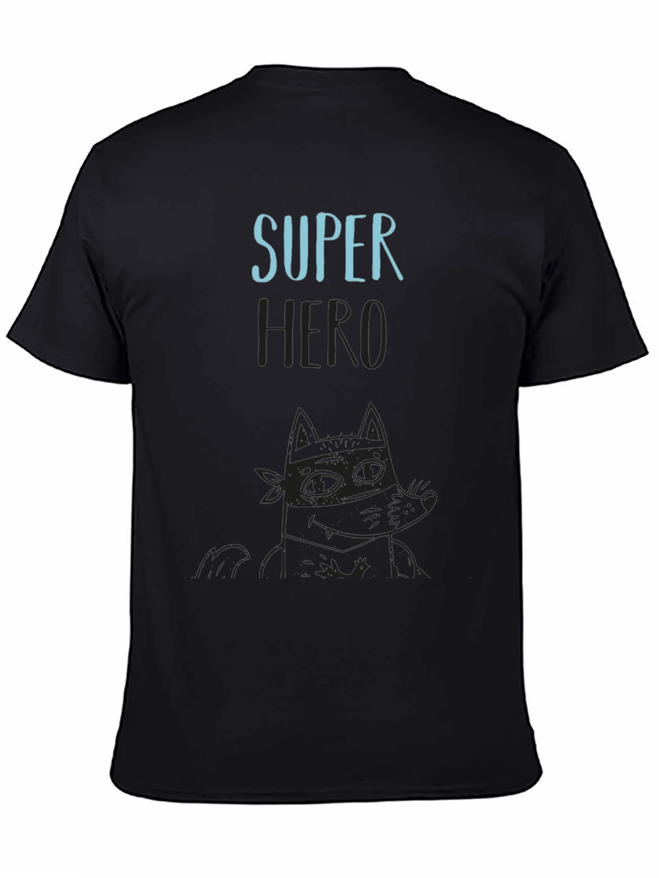 Super Hero Cartoon Graphic Black T-Shirt