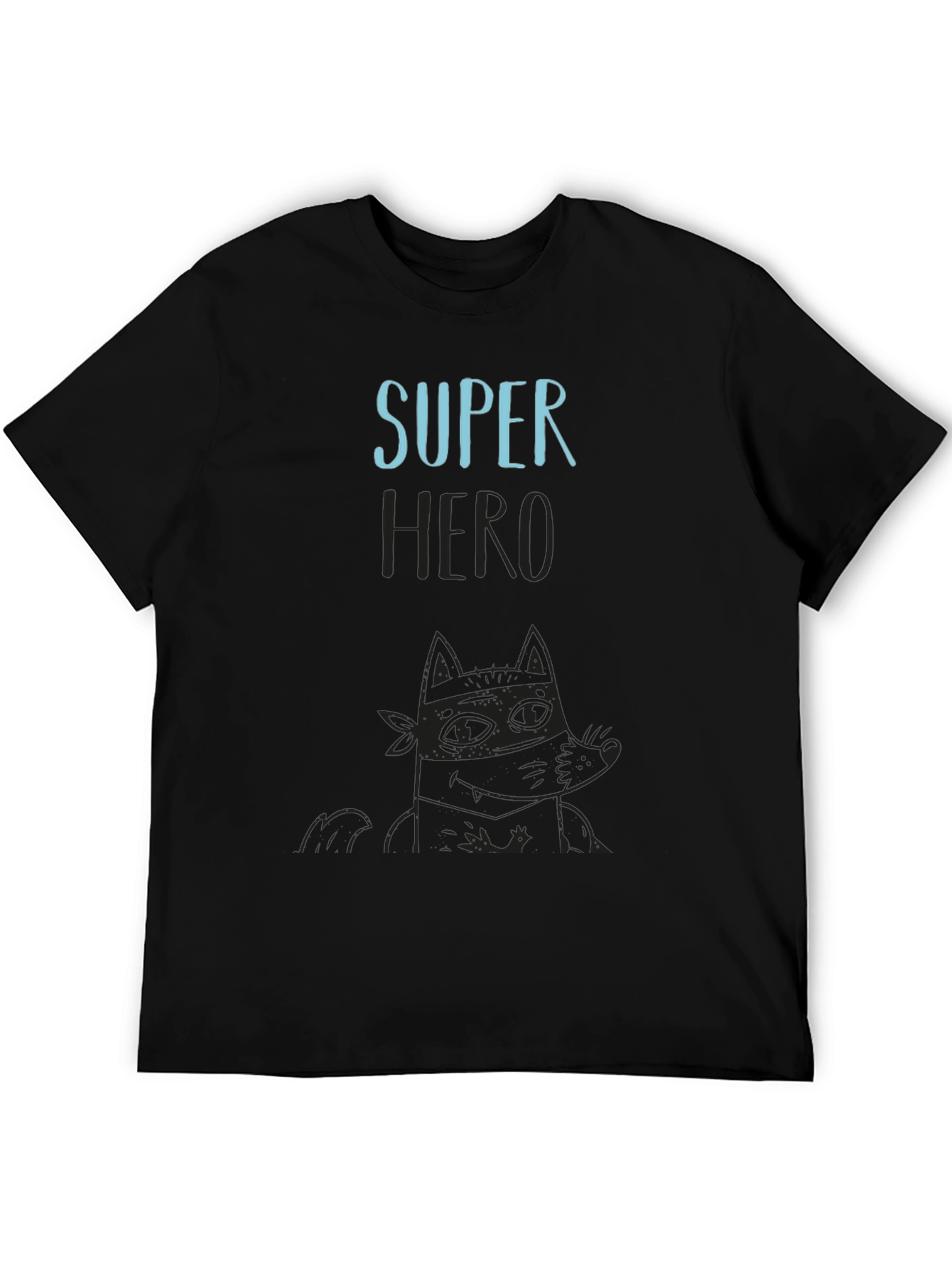 Super Hero Cartoon Graphic Black T-Shirt
