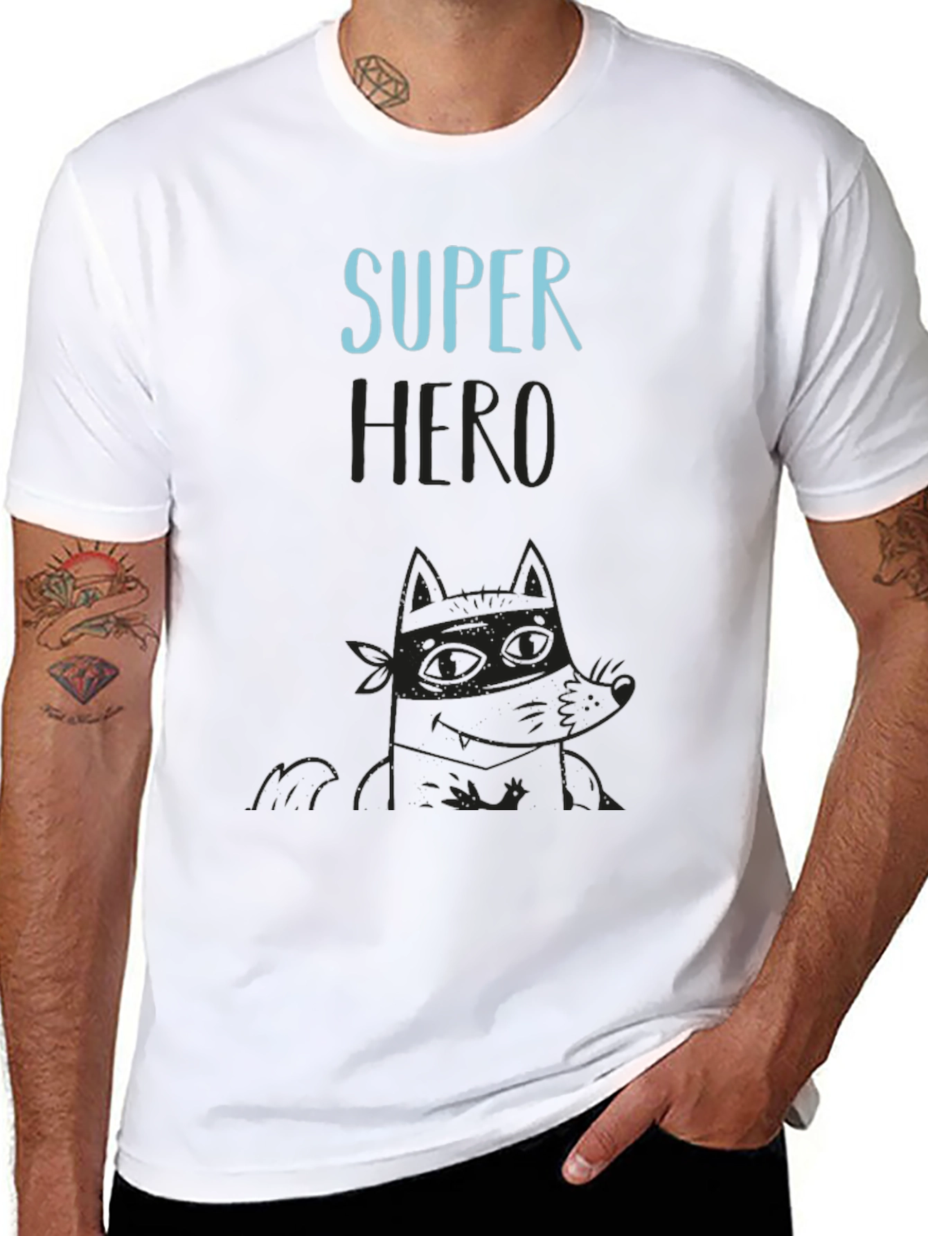 Super Hero Cartoon Graphic Black T-Shirt