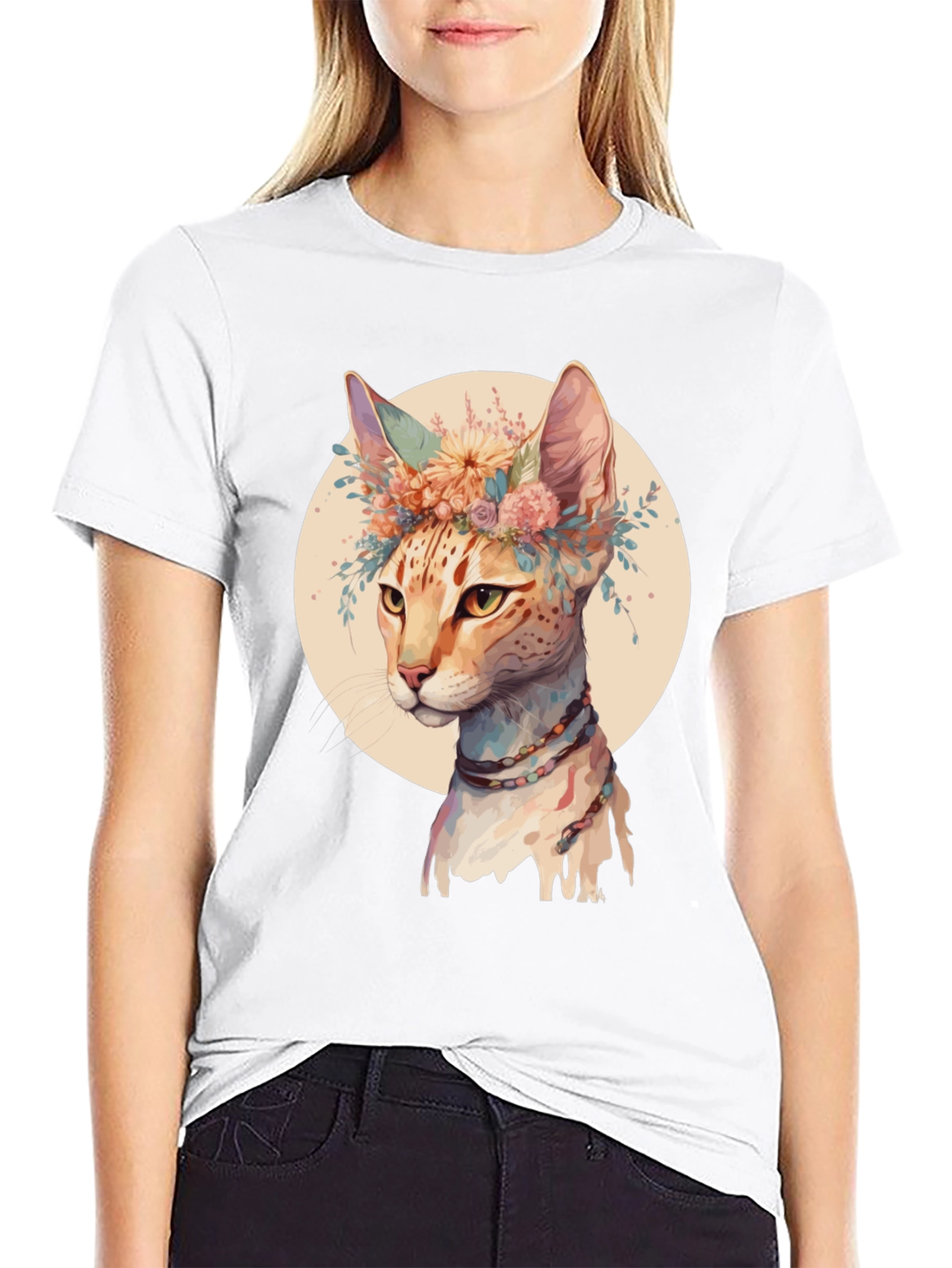 Boho Cat Floral Crown T-Shirt
