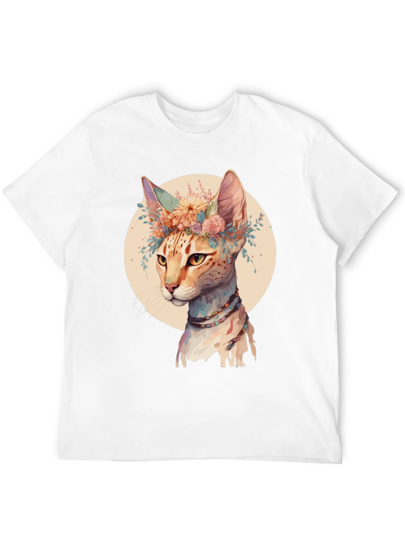 Boho Cat Floral Crown T-Shirt