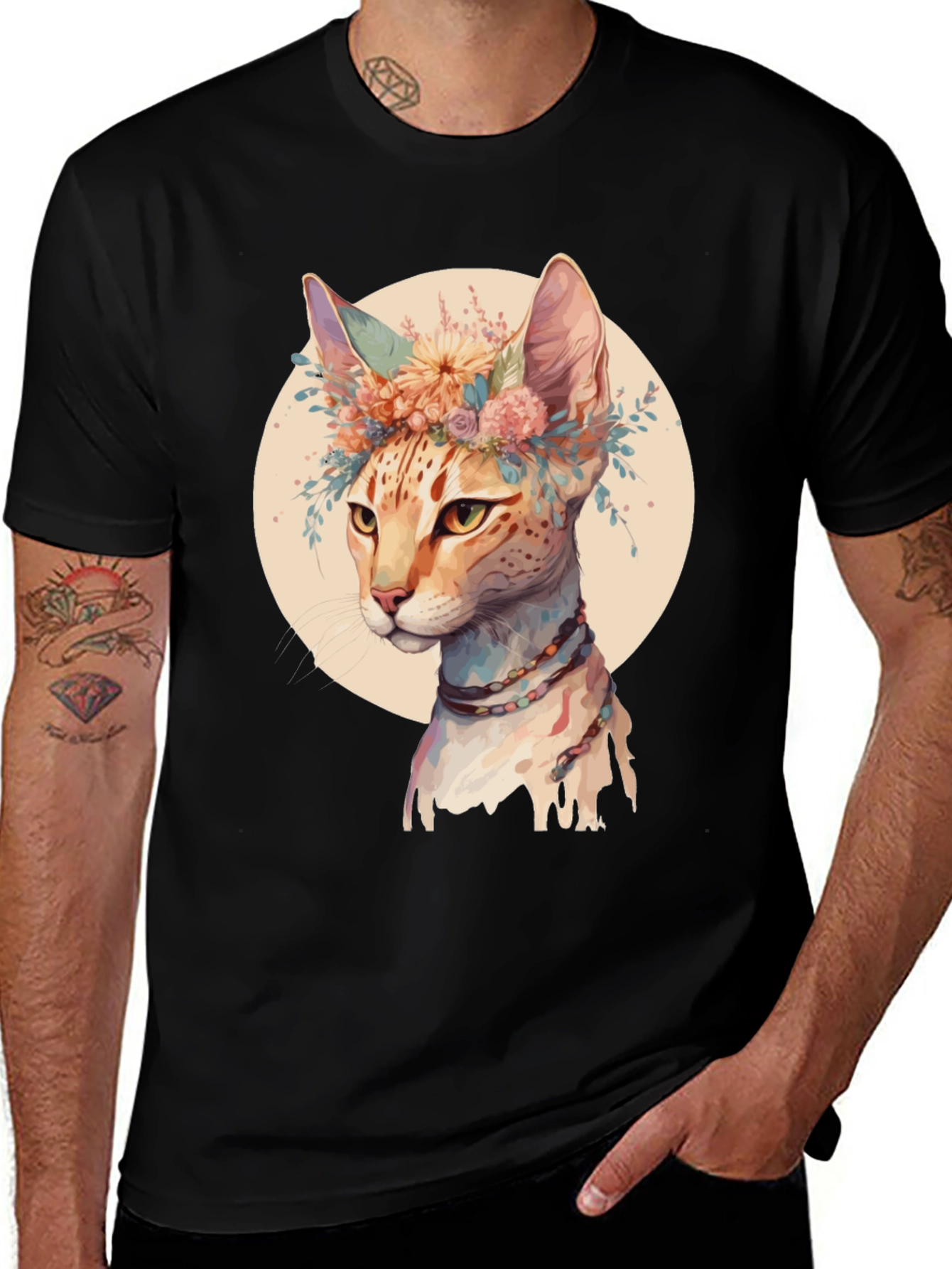 Boho Cat Floral Crown T-Shirt