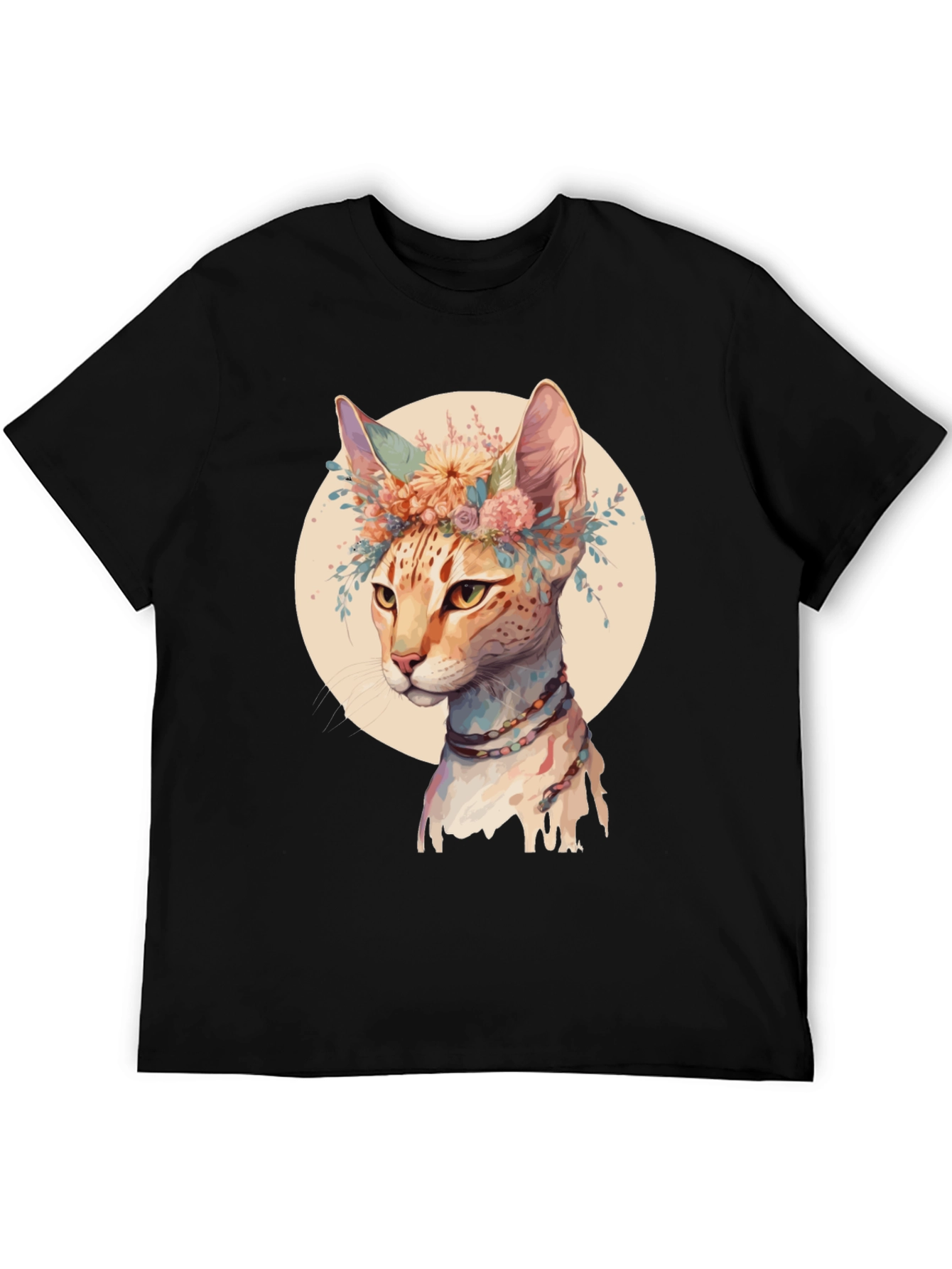 Boho Cat Floral Crown T-Shirt
