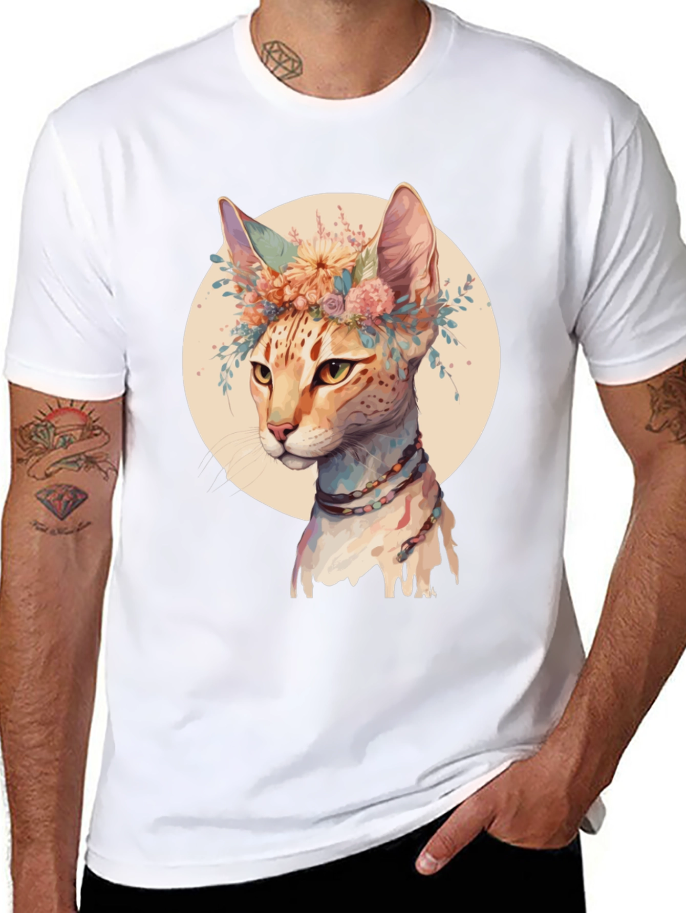 Boho Cat Floral Crown T-Shirt