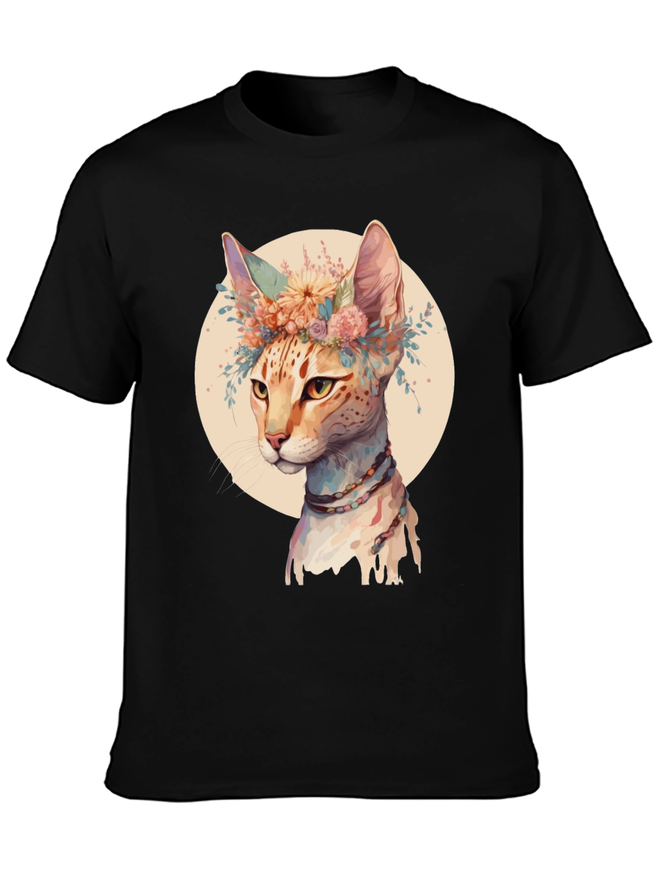 Boho Cat Floral Crown T-Shirt