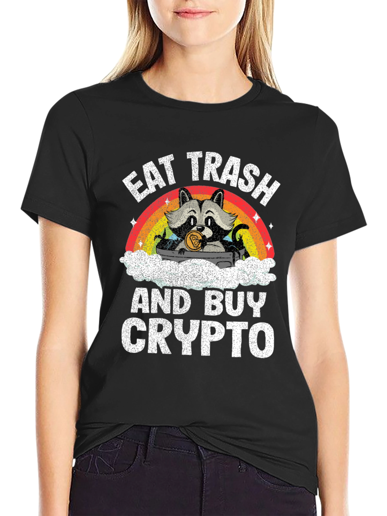Eat Trash and Buy Crypto T-Shirt - Raccoon Design