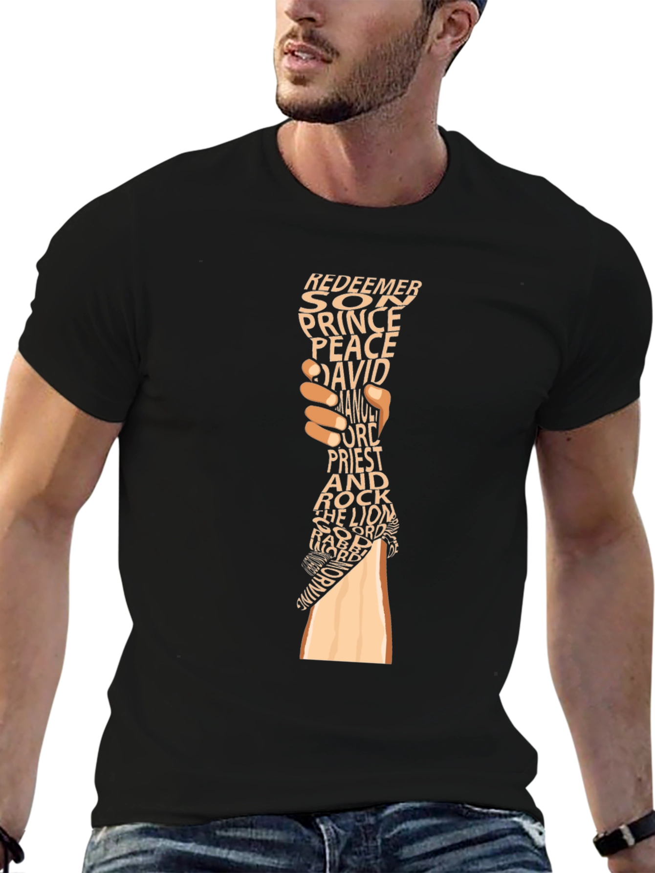 Religious Word Art Graphic Tee - Black