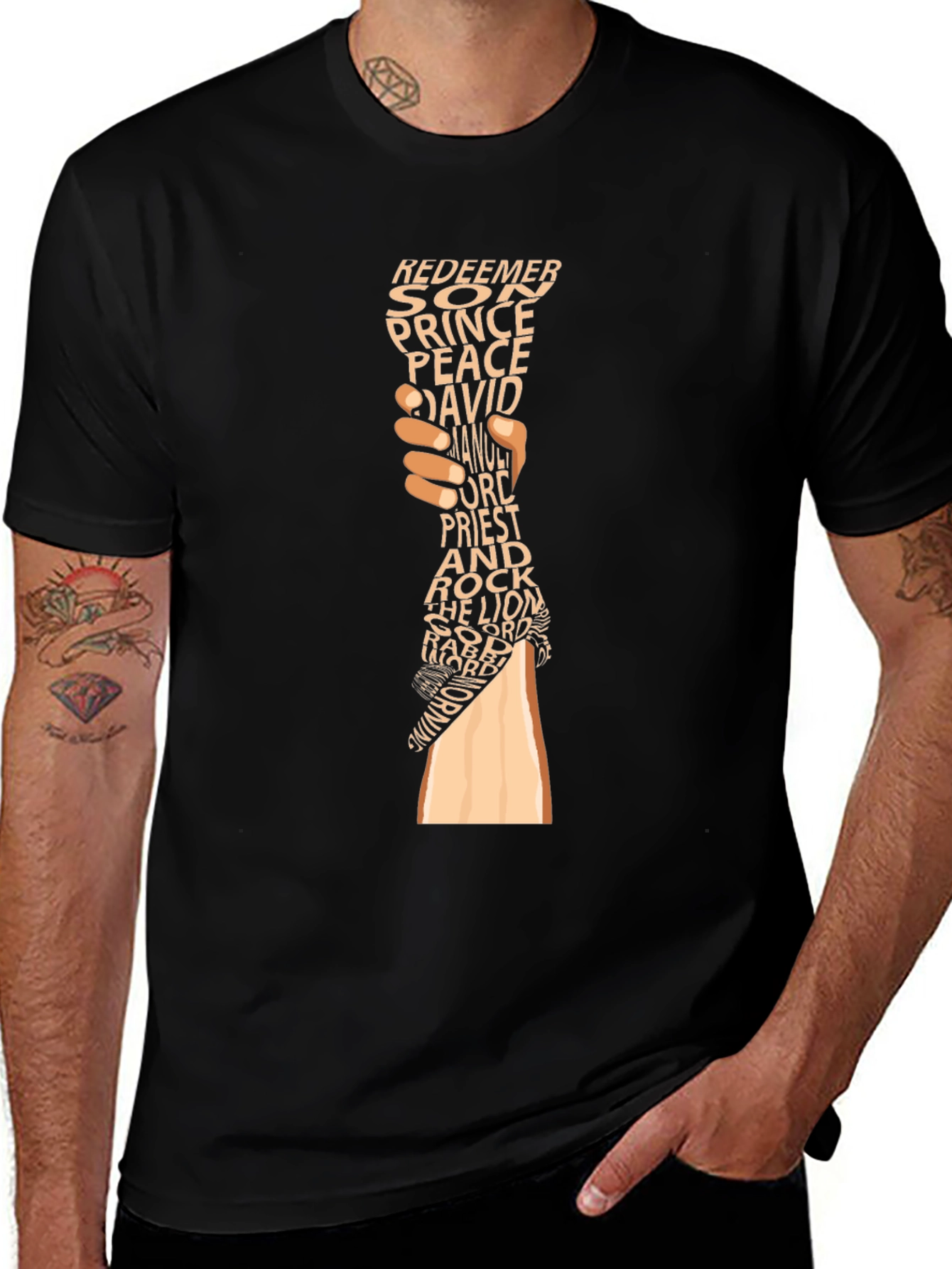 Religious Word Art Graphic Tee - Black