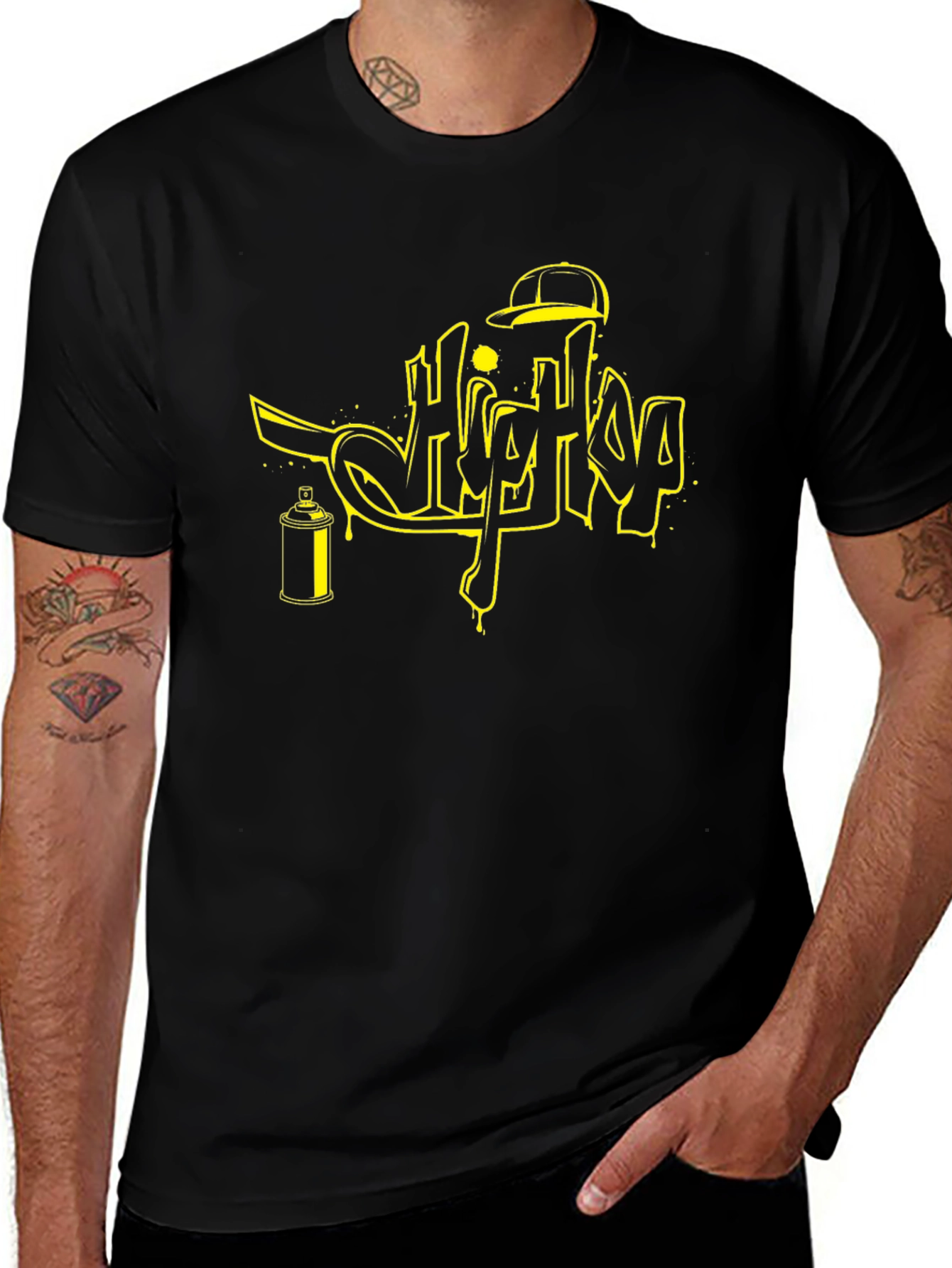 Hip Hop Graffiti Style Black T-Shirt