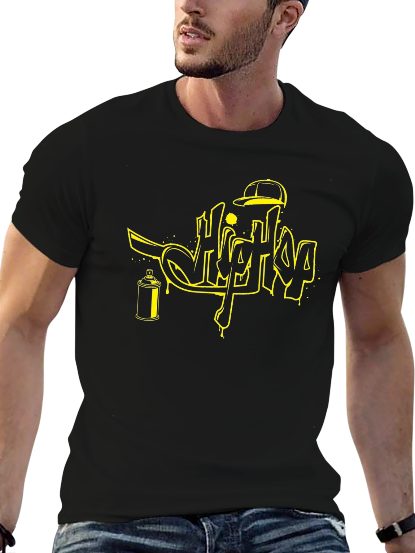 Hip Hop Graffiti Style Black T-Shirt