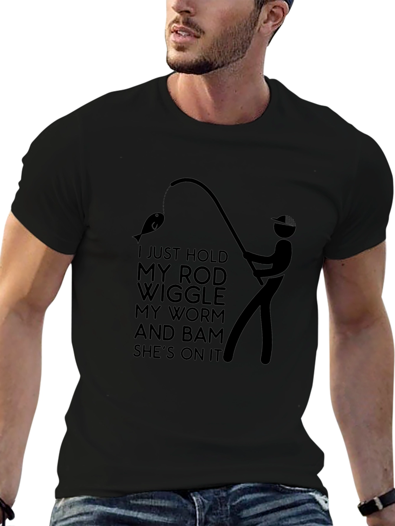 Fishing Humor T-Shirt: Rod Worm and Bam!
