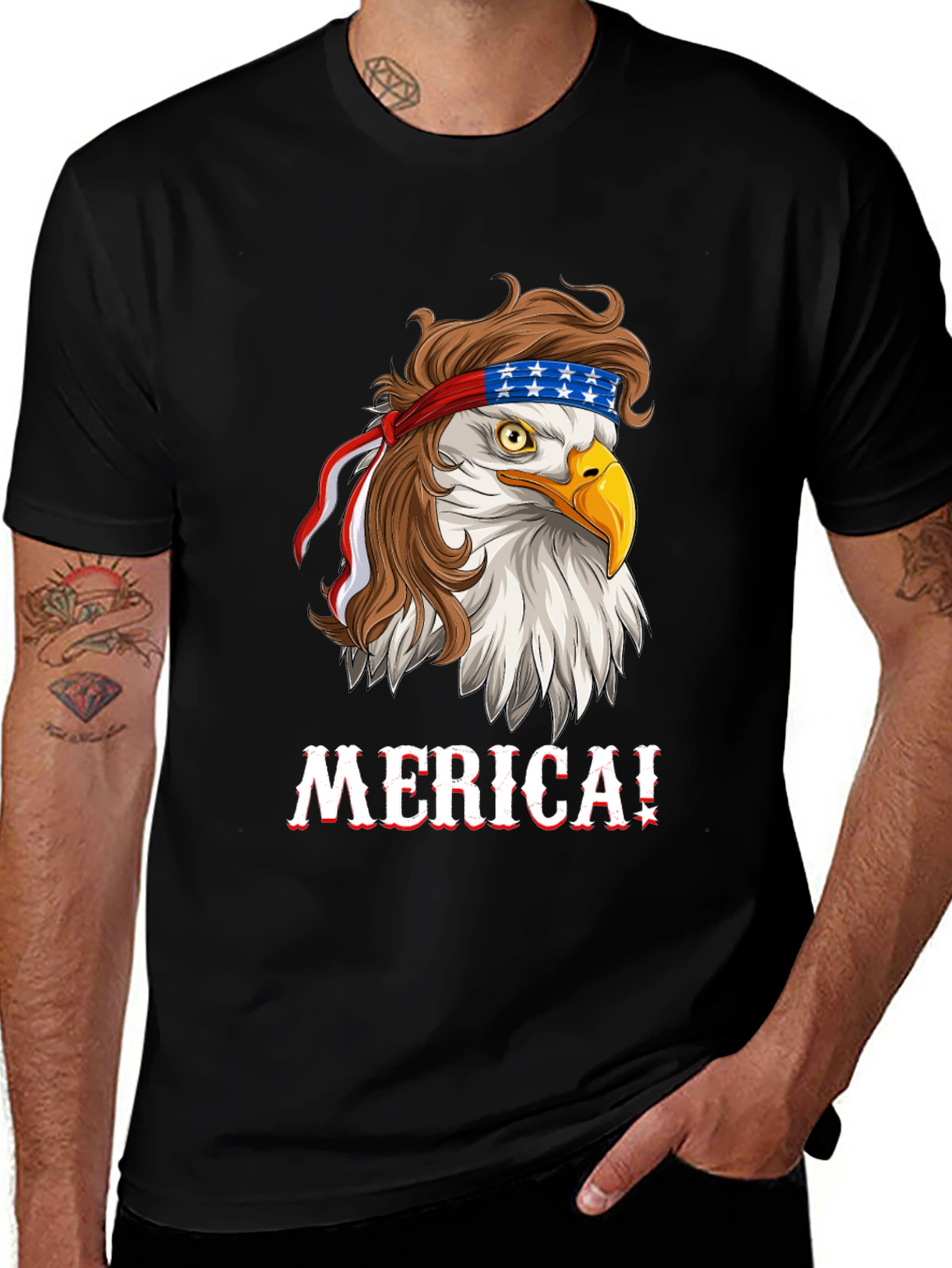 Patriotic Bald Eagle Merica Graphic T-Shirt