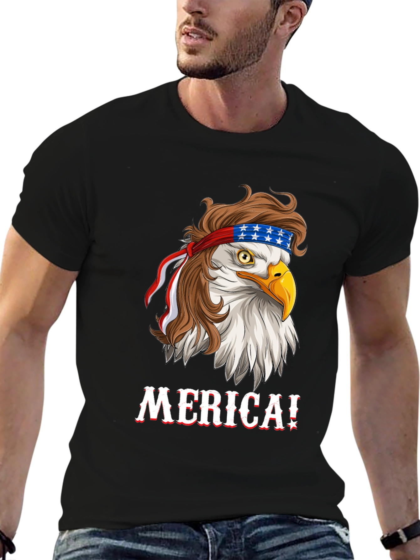 Patriotic Bald Eagle Merica Graphic T-Shirt