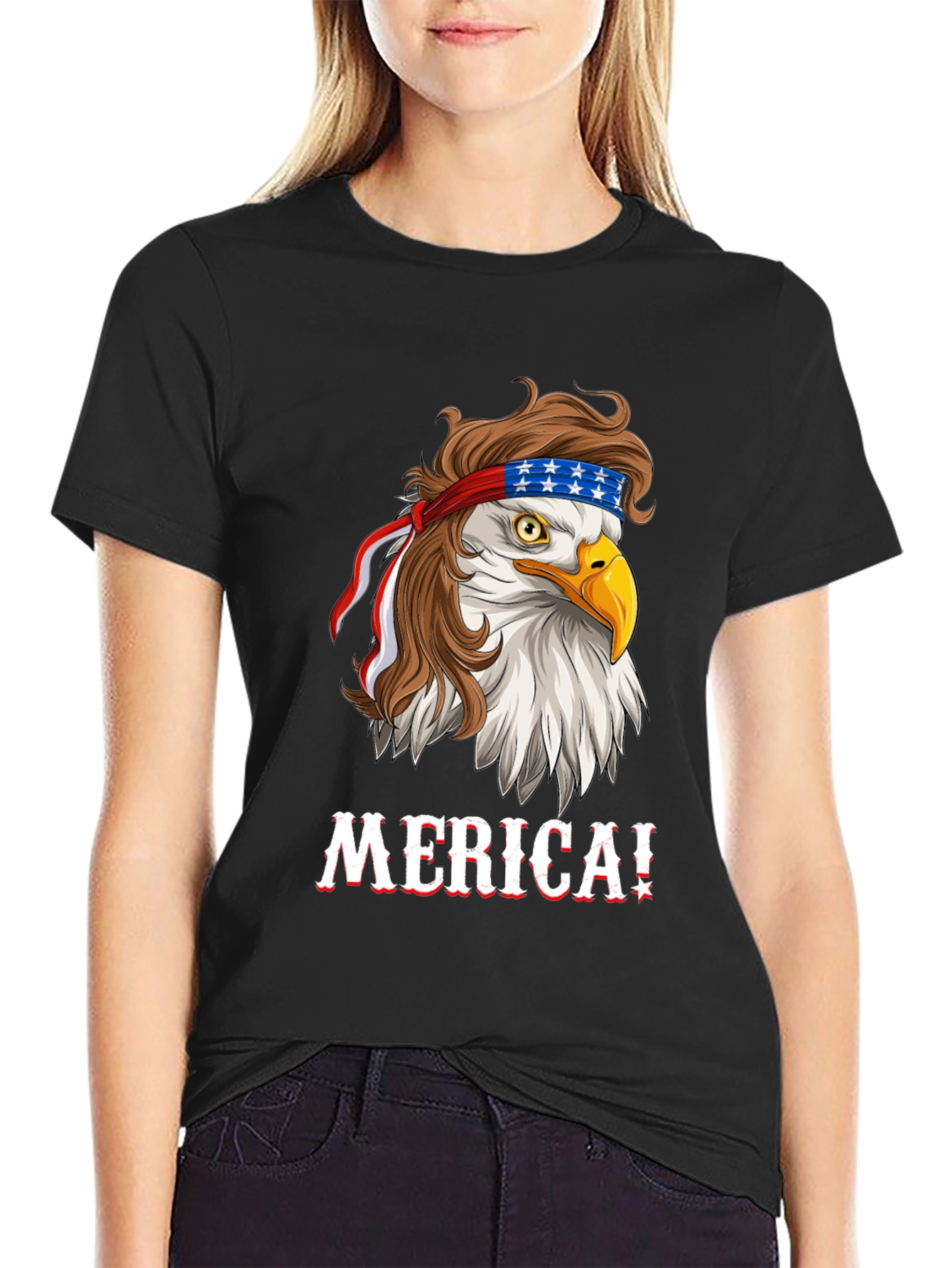 Patriotic Bald Eagle Merica Graphic T-Shirt