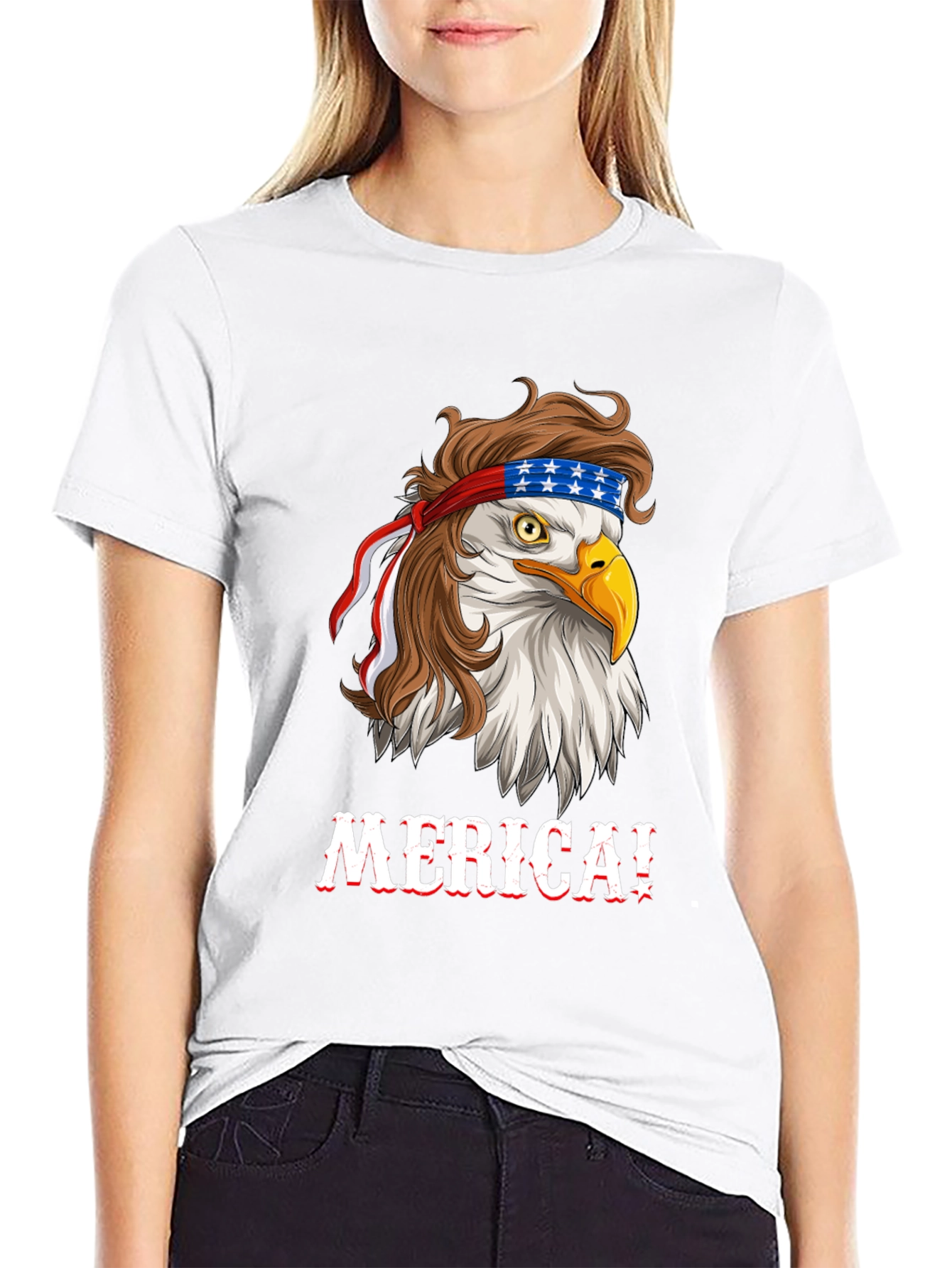 Patriotic Bald Eagle Merica Graphic T-Shirt