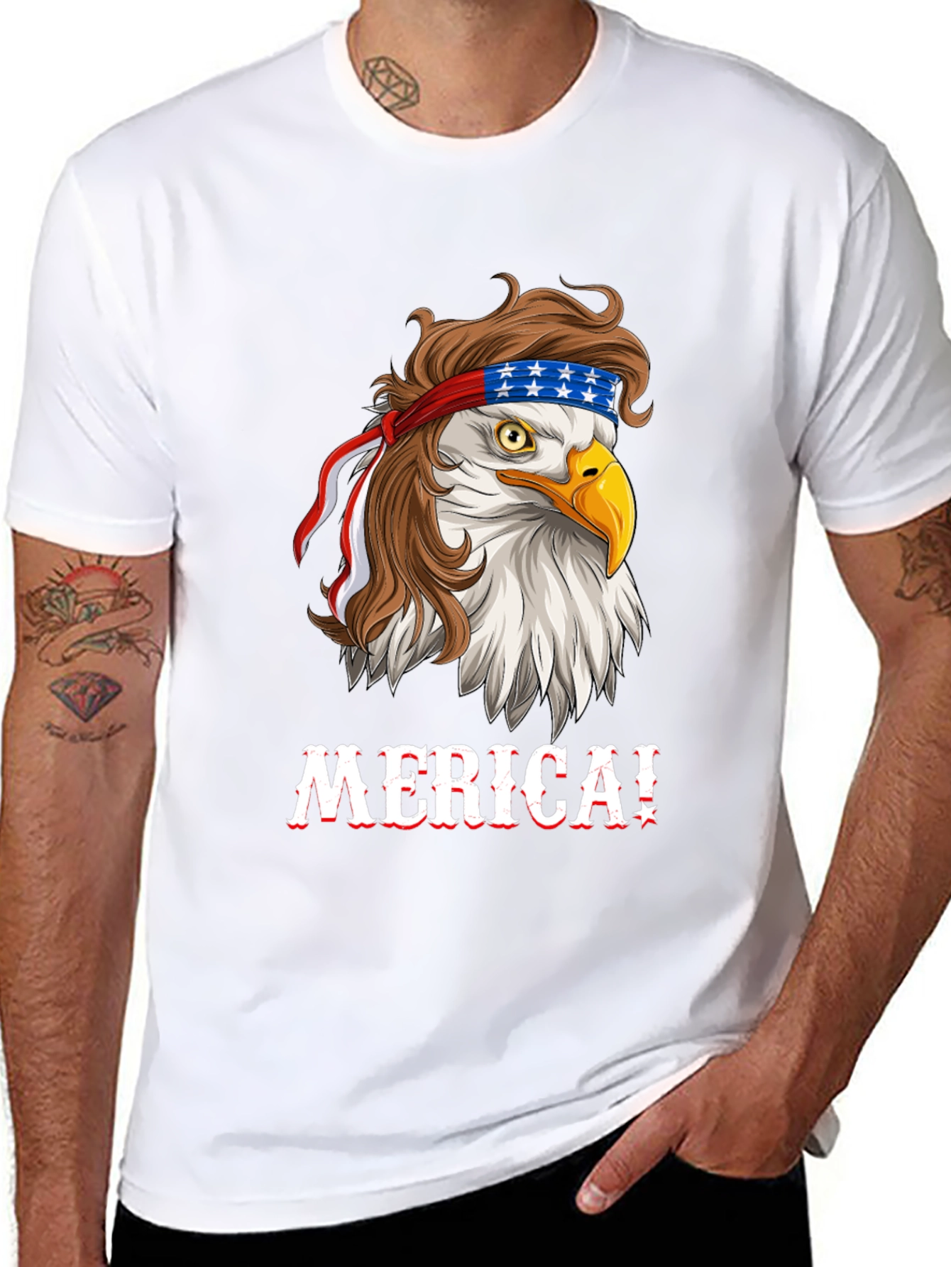 Patriotic Bald Eagle Merica Graphic T-Shirt