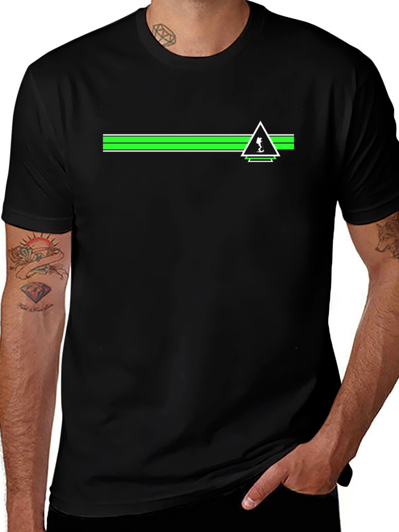 Modern Black Tee with Graphic Design