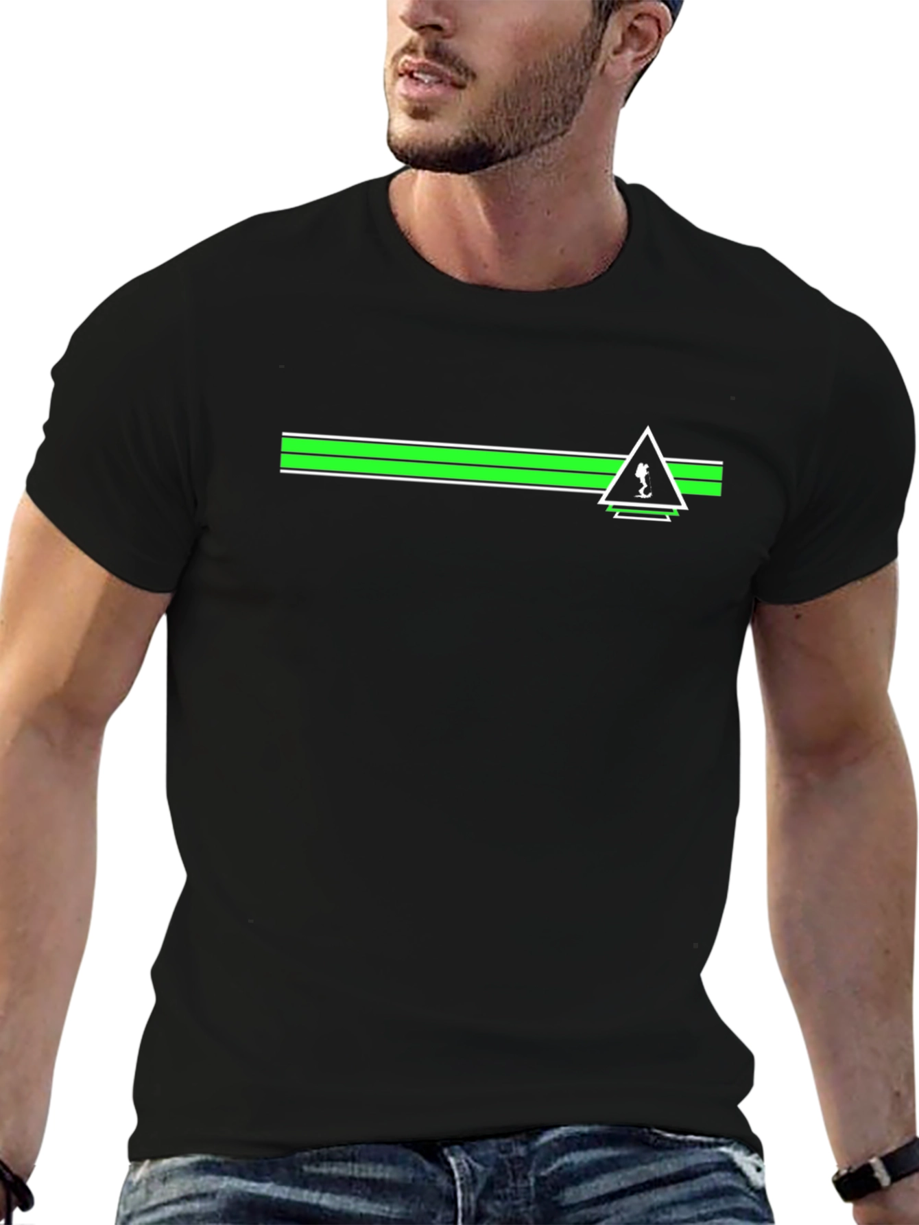 Modern Black Tee with Graphic Design